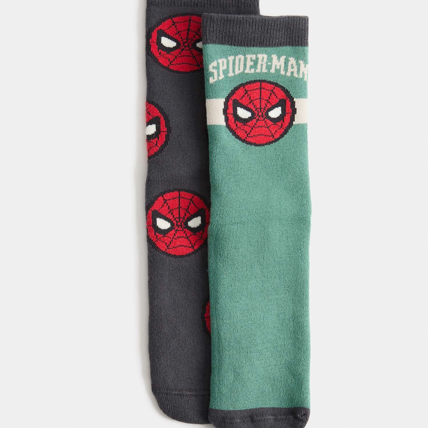 M&S Boys 2 Pack Cotton Rich Spider-Man Slipper Socks - 4-7 - Red Mix