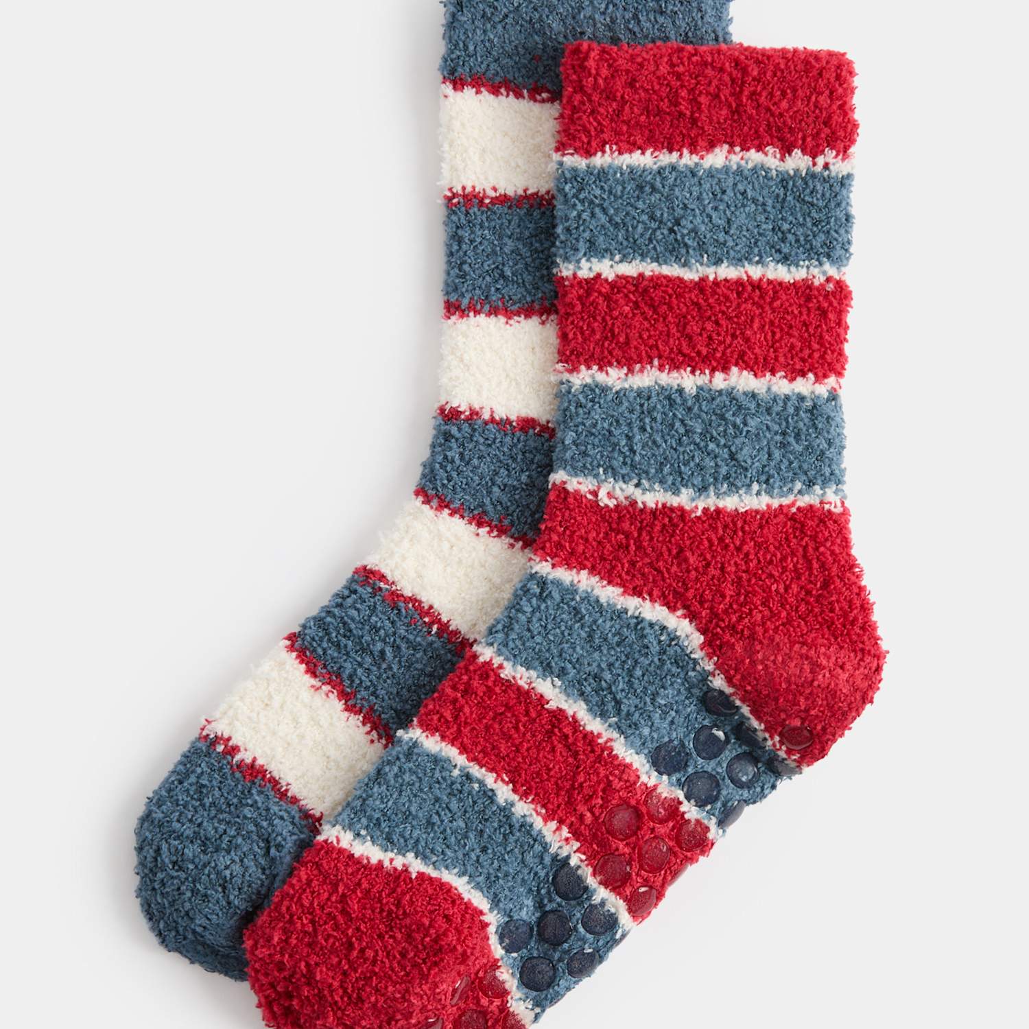 M&S Boys Striped Cosy Slipper Socks - 8½-12 - Green Mix