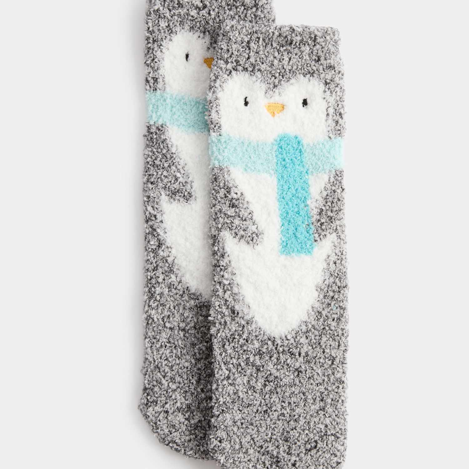 M&S Boys Cosy Penguin Print Slipper Socks - 12½-3 ½ - Multi