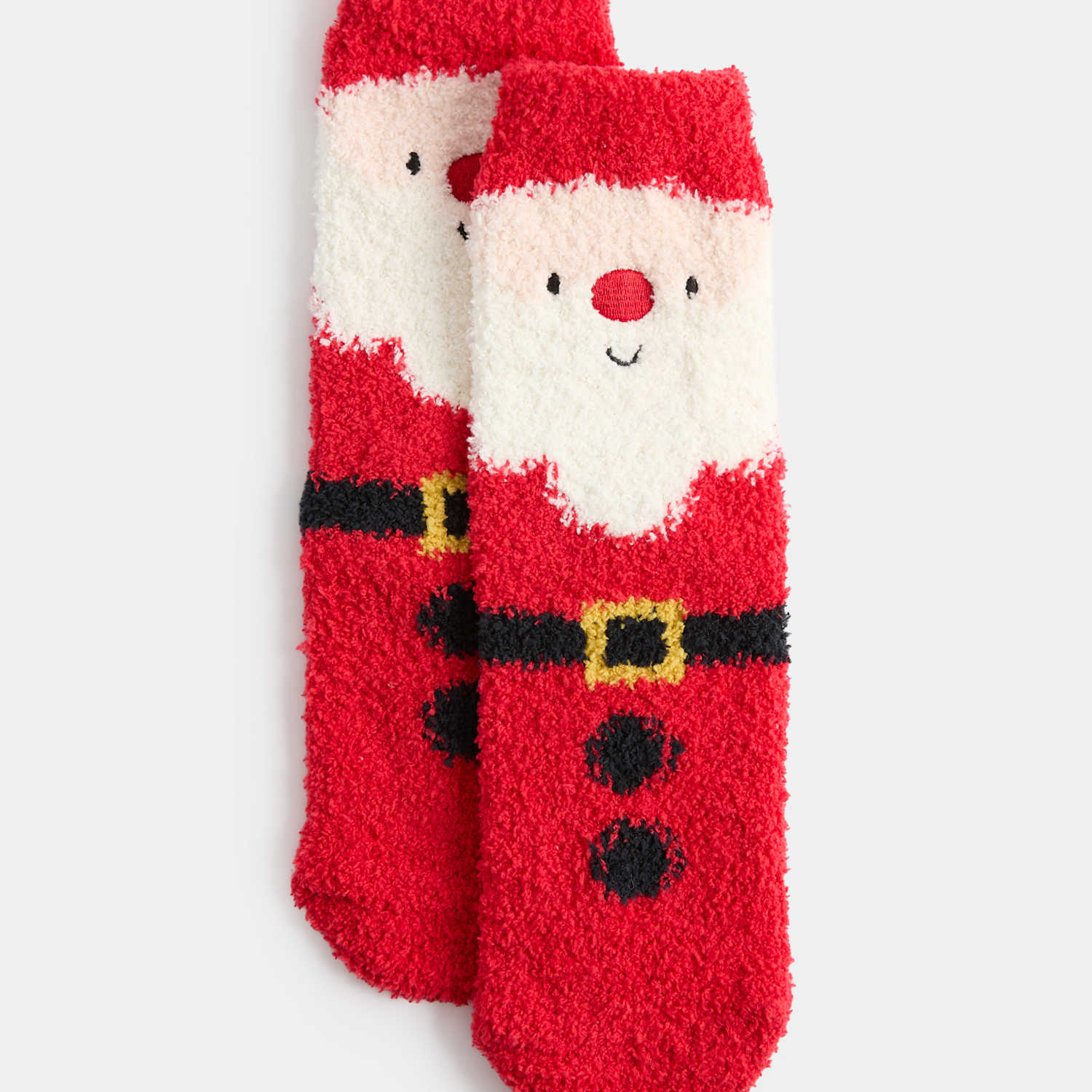 M&S Girls Cosy Santa Print Slipper Socks - 12½-3 ½ - Red Mix
