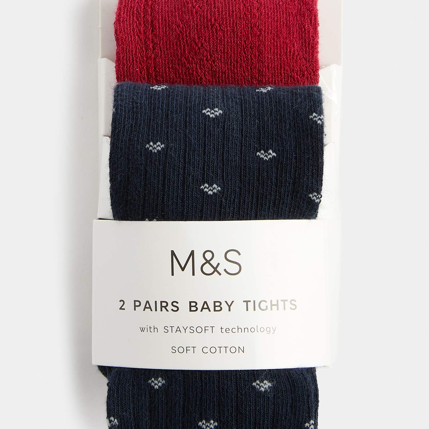 M&S Girls Cotton Rich Pelerine Heart Tights (0-3 Yrs) - 18-24 Months - Burgundy Mix