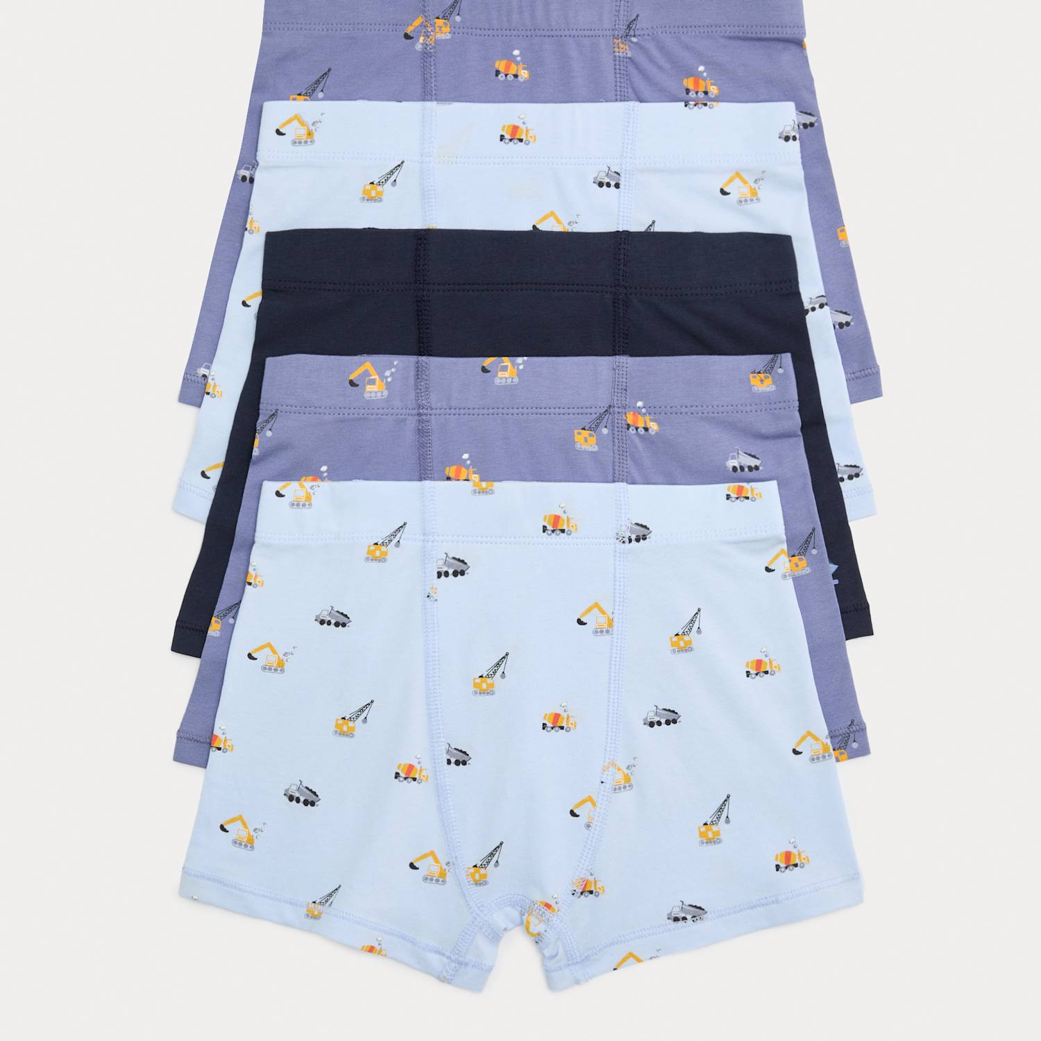M&S Boys 5 Pack Cotton Rich Construction Trunks (3-10 Yrs) - 4-5 Years - Blue Mix