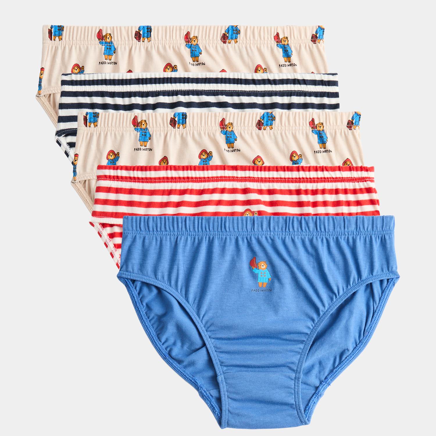 M&S Boys 5 Pack Pure Cotton Paddington Briefs (1-8 Yrs) - 5-6 Years - Blue Mix