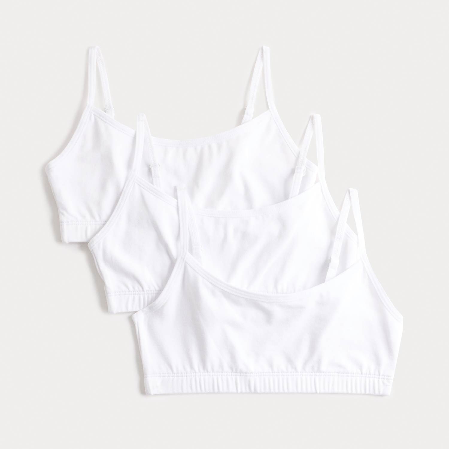 M&S Girls 3 Pack Cotton with Stretch Crop Tops (6-16 Yrs) - 9-10 Years - White