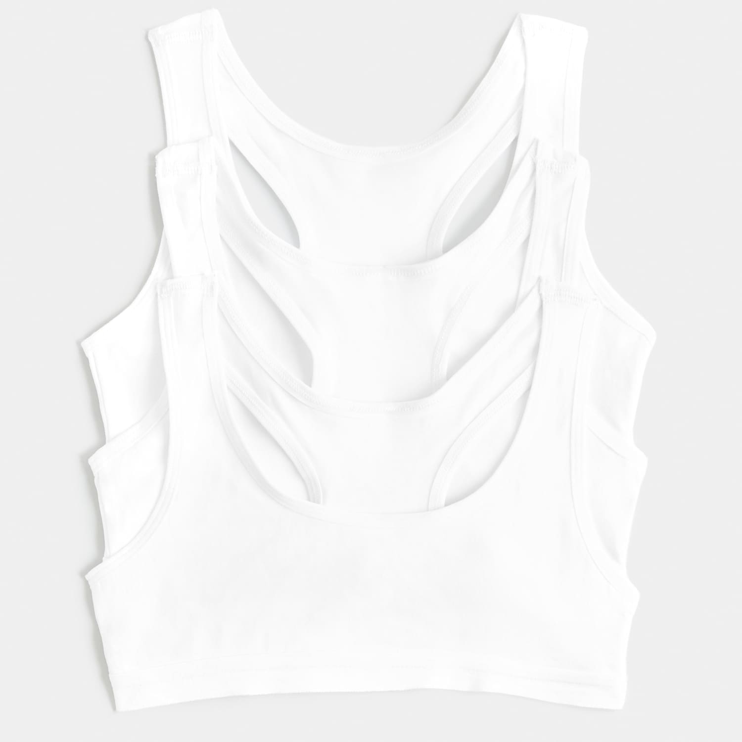 M&S Girls 3 Pack Cotton with Stretch Crop Tops (6-16 Yrs) - 13-14 Years - White