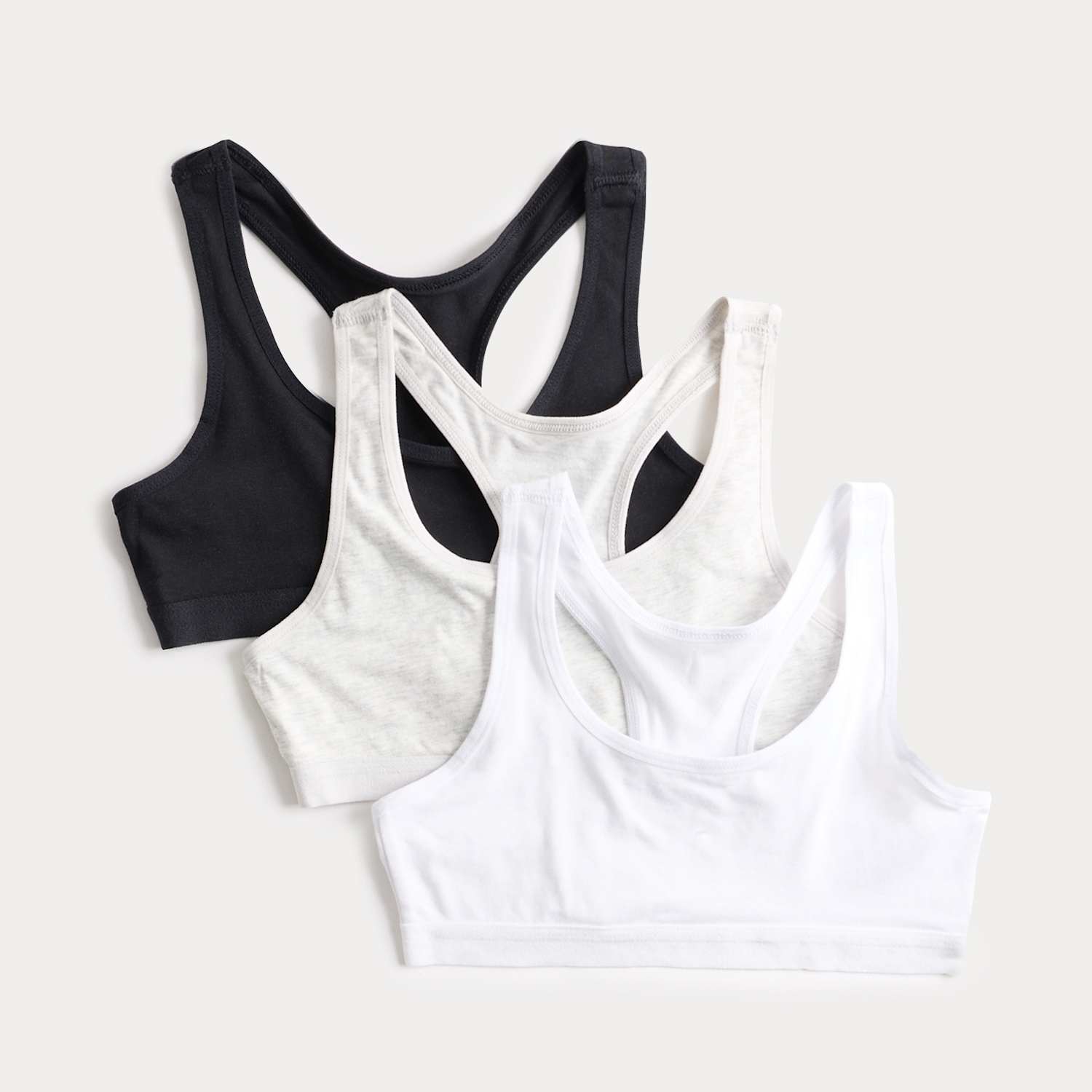 M&S Girls 3 Pack Cotton with Stretch Racer Crop Tops (6-16 Yrs) - 15-16 Years - Grey Mix