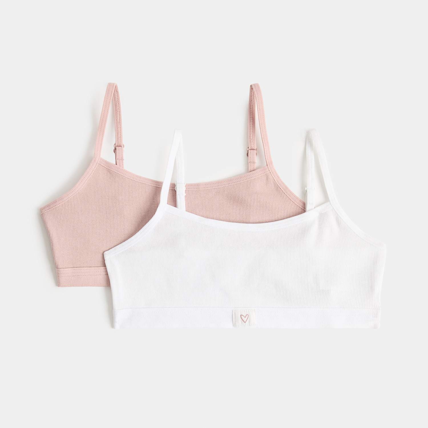 M&S Girls 2 Pack Cotton with Stretch Woven Crop Tops (7-16 Yrs) - 11-12 Years - White Mix