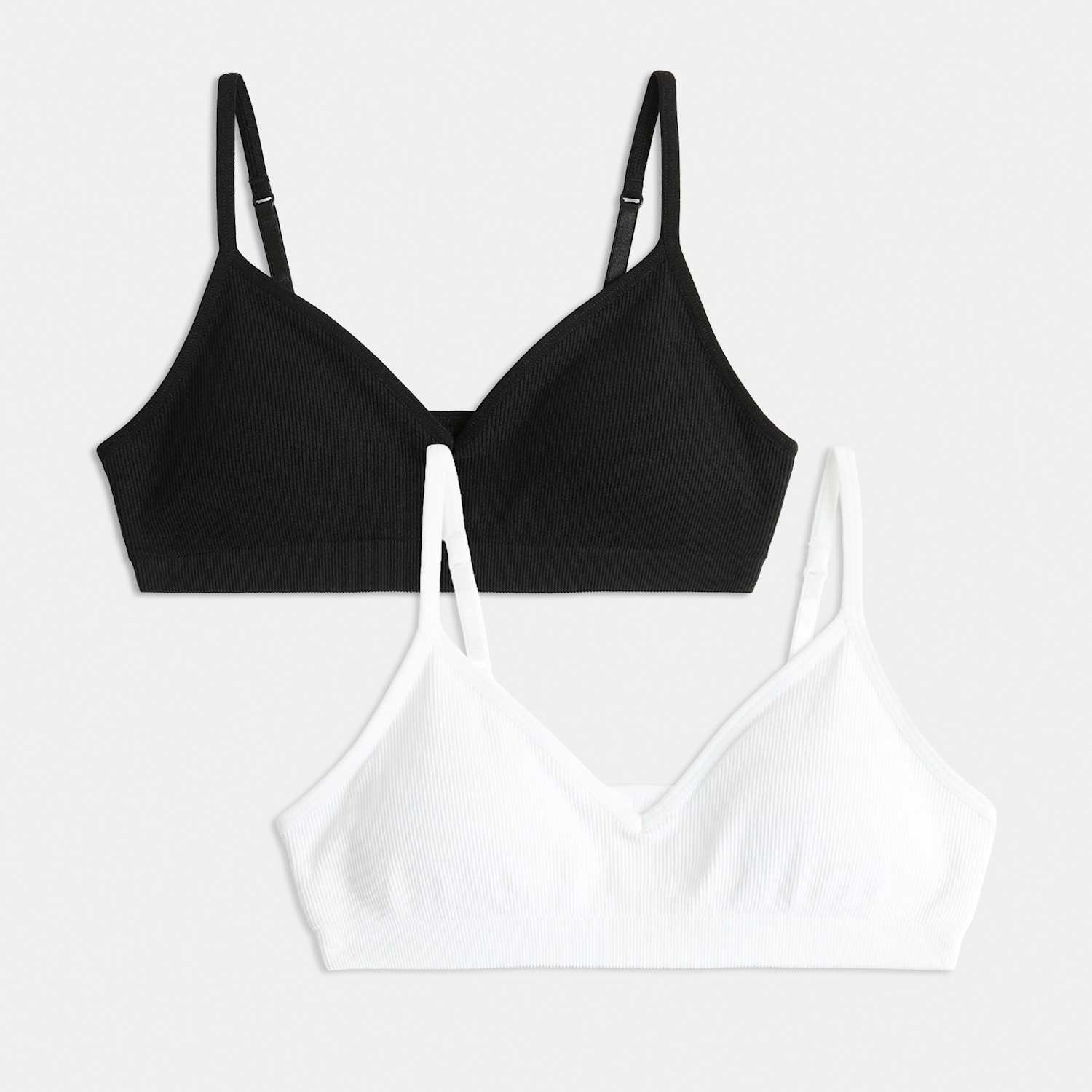 M&S Girls 2 Pack Seam Free Padded Crop Tops (9-16 Yrs) - 15-16 Years - White/Black