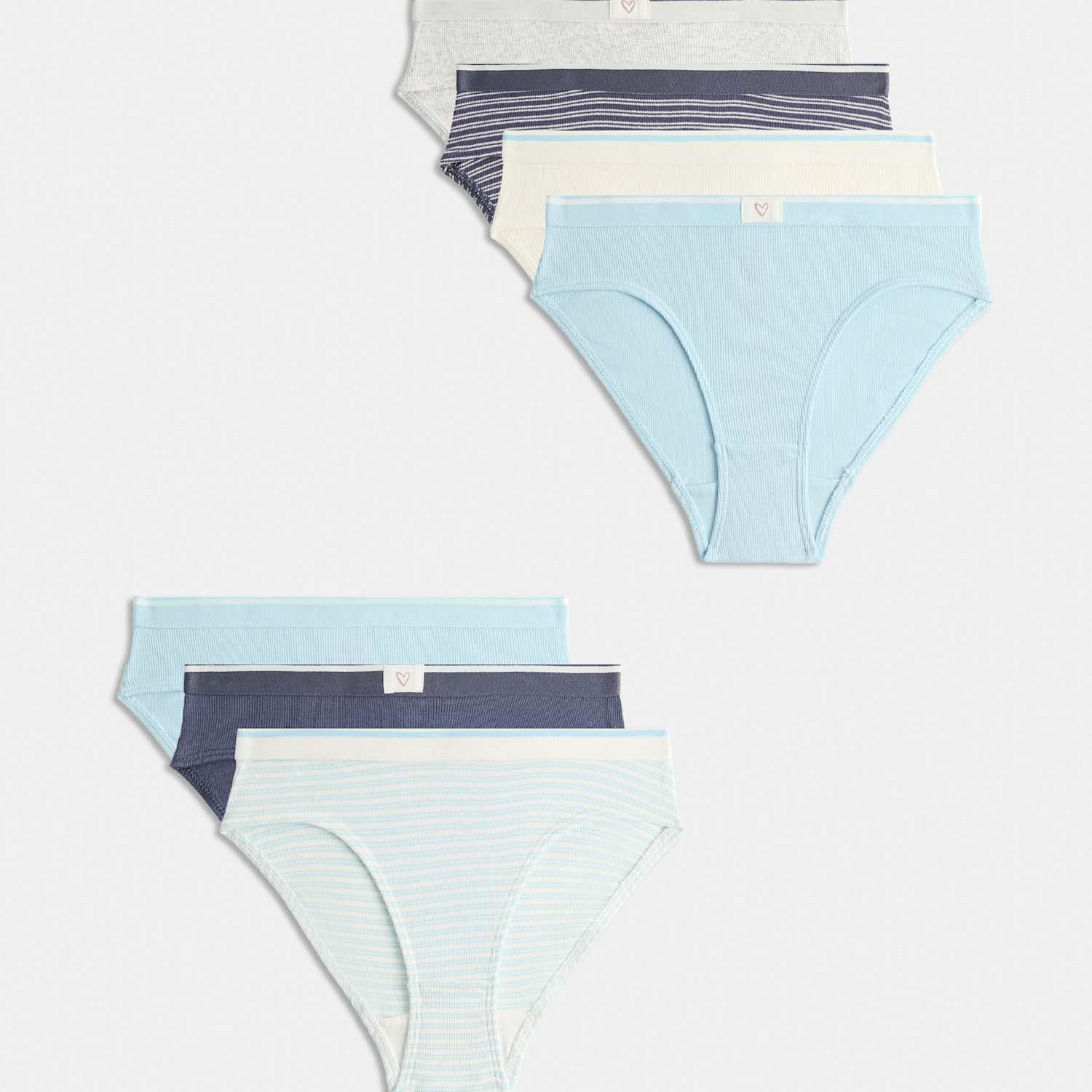 M&S Girls 7 Pack Cotton Sporty Bikini Knickers (5-16 Yrs) - 5-6 Years - Navy Mix
