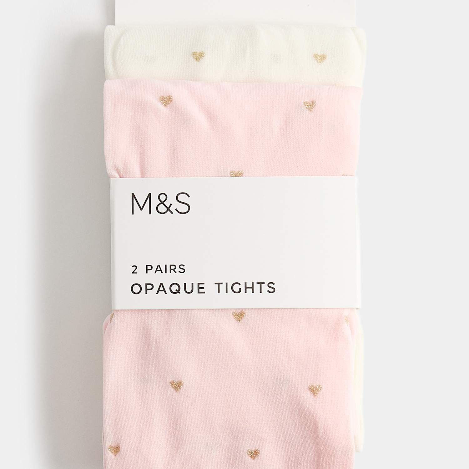 M&S Girls 2 Pack Sparkly Spotty Opaque Tights - 4-5 Years - Pink Mix