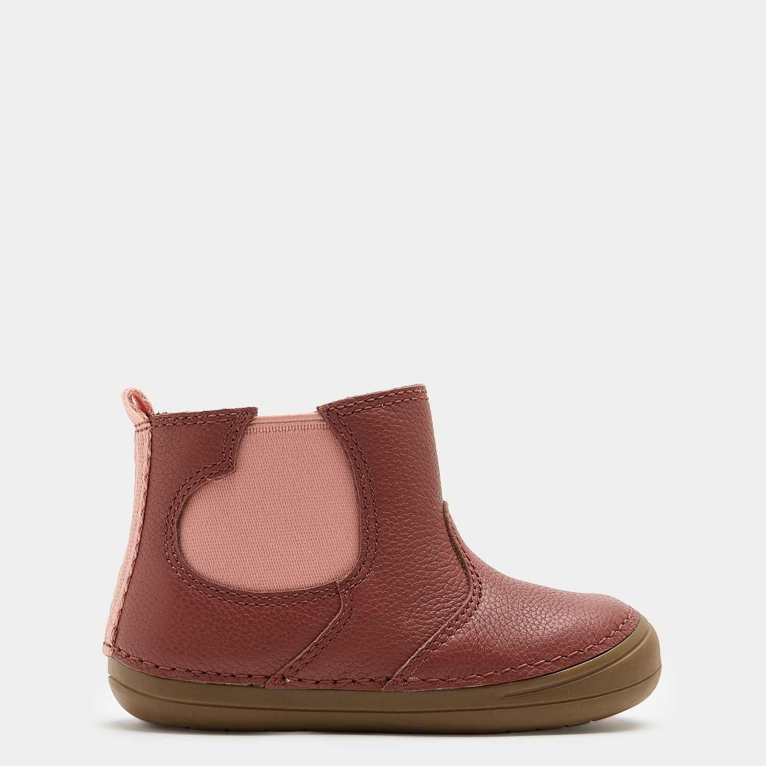 M&S Boys Barefoot Leather Heart Chelsea Boots (2 Small - 5 Small) - Rust