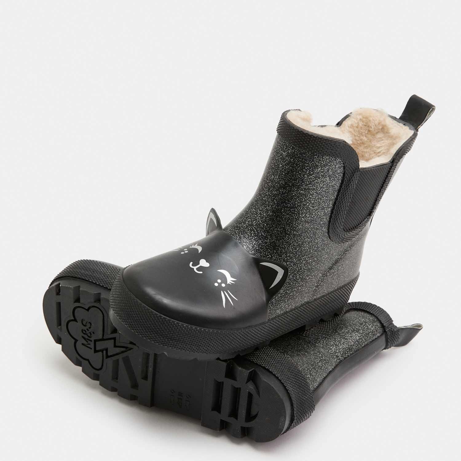 M&S Girls Wellies (3 Small - 2 Large) - 7 - Black Mix
