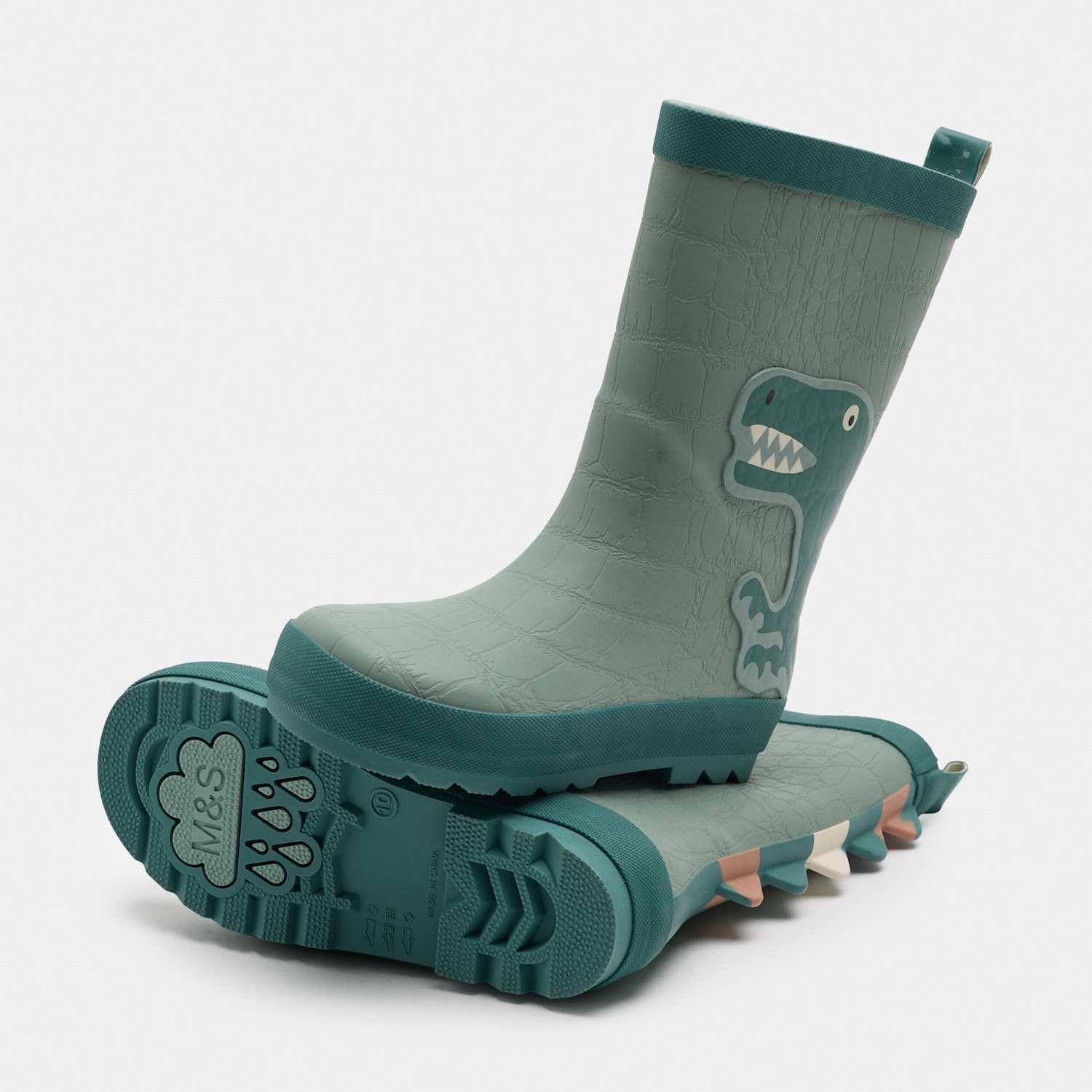 M&S Boys Wellies (4 Small - 2 Large) - Green Mix