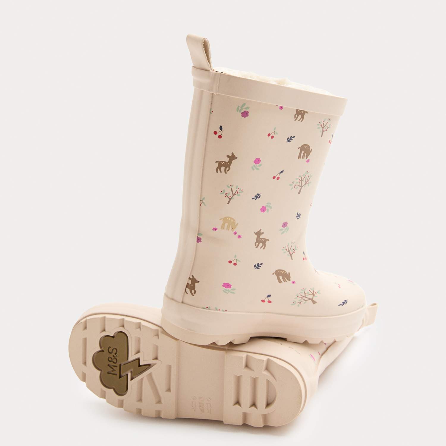 M&S Girls Wellies (4 Small - 2 Large) - Cream Mix