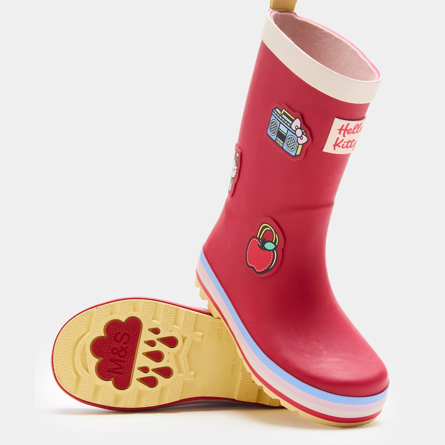 M&S Girls Hello Kitty Wellies (4 Small - 2 Large) - Red Mix