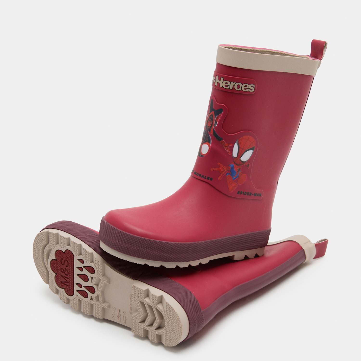 M&S Boys Spider-Man Wellies (4 Small - 2 Large) - 11 - Red Mix