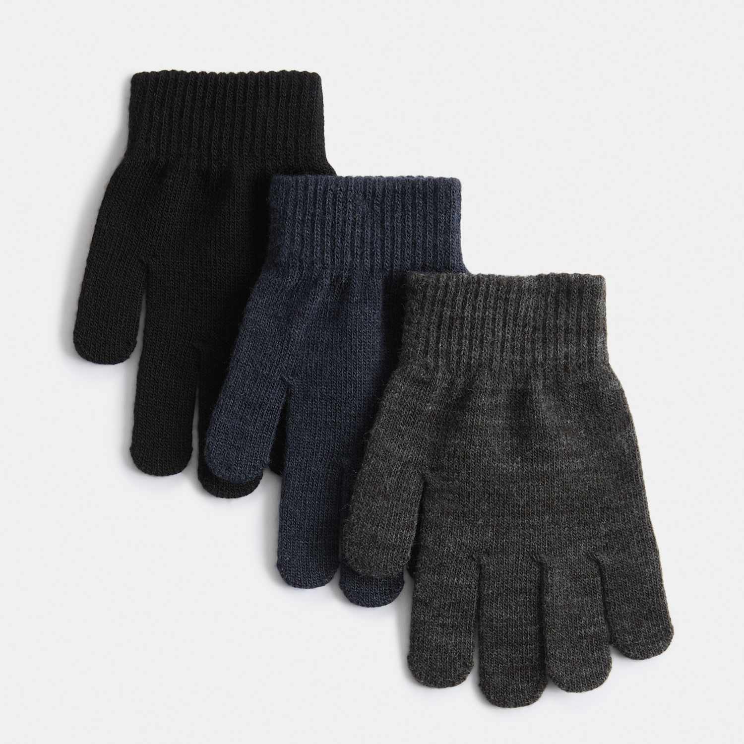 M&S Boys 3 Pack Magic Gloves - Grey Mix