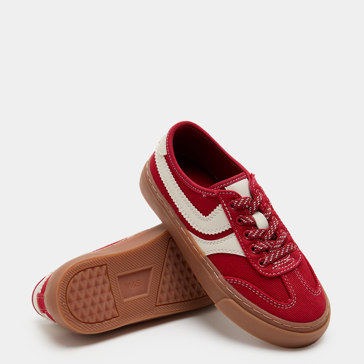 M&S Girls Vince Low Top Trainers (4 Small - 2 Large) - Red Mix