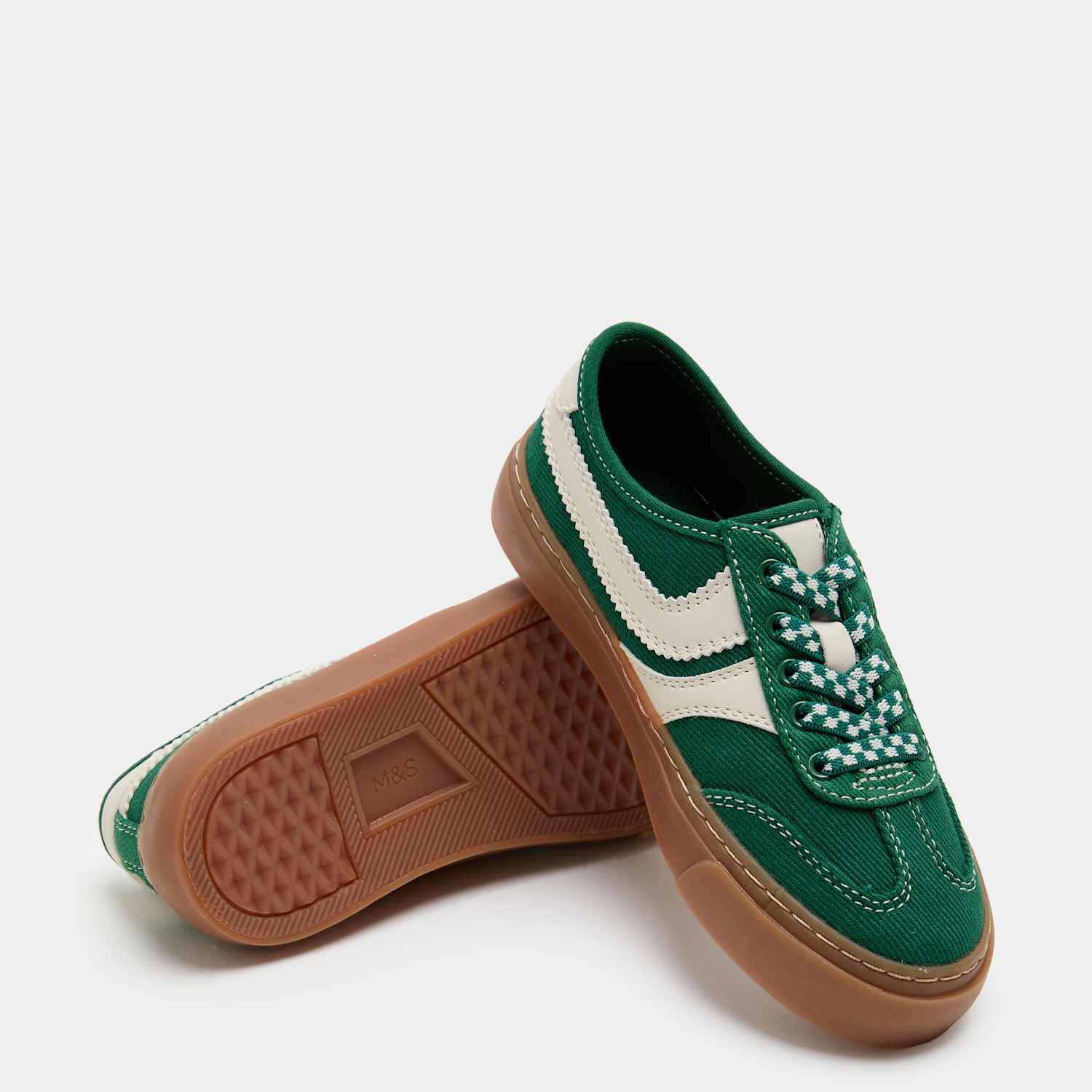 M&S Girls Vince Low Top Trainers (4 Small - 2 Large) - Green Mix