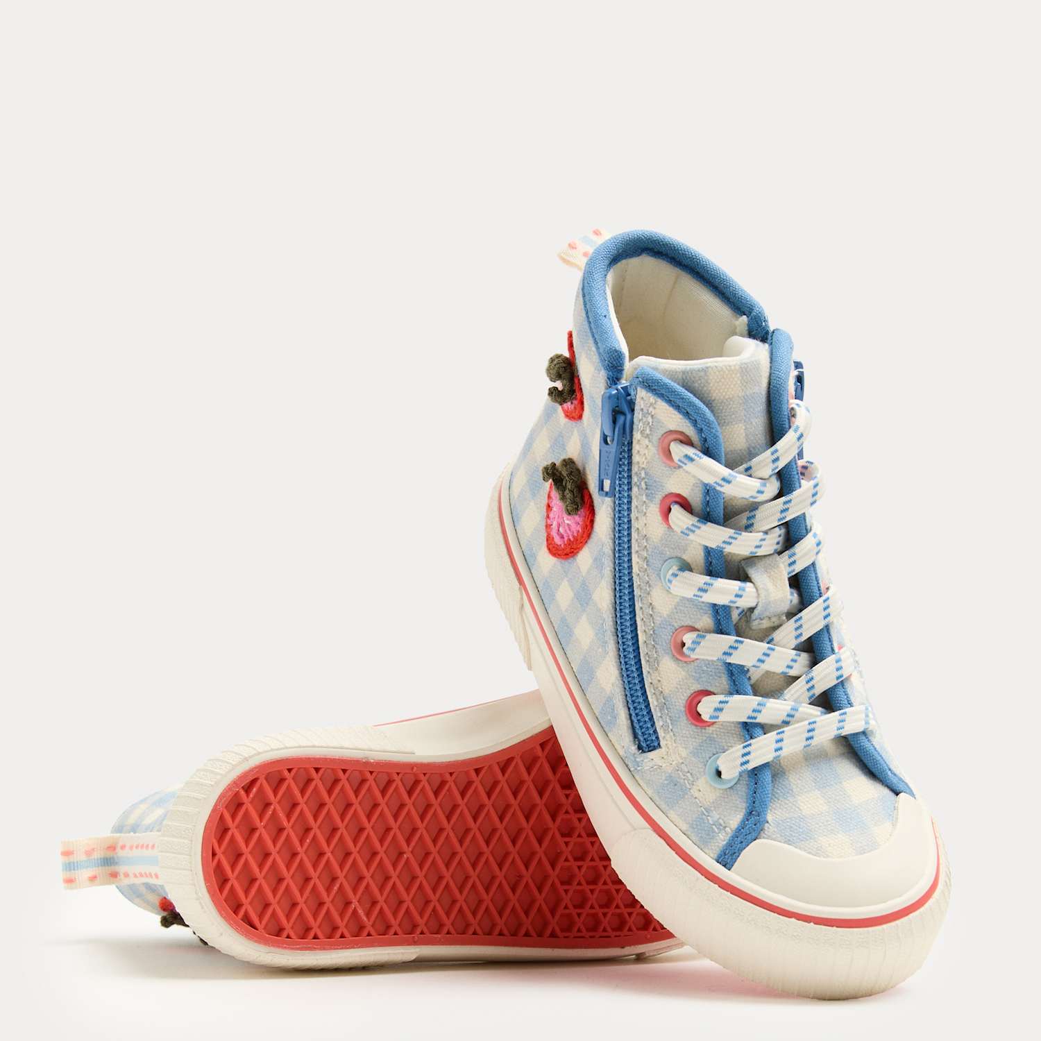 M&S Girls Strawberry Patterned High Top Trainers (4 Small-2 Large) - 4 - Blue Mix