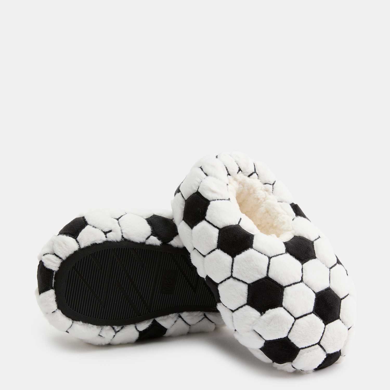 M&S Boys Football Slippers (4 Small-6 Large) - 4 - Black Mix