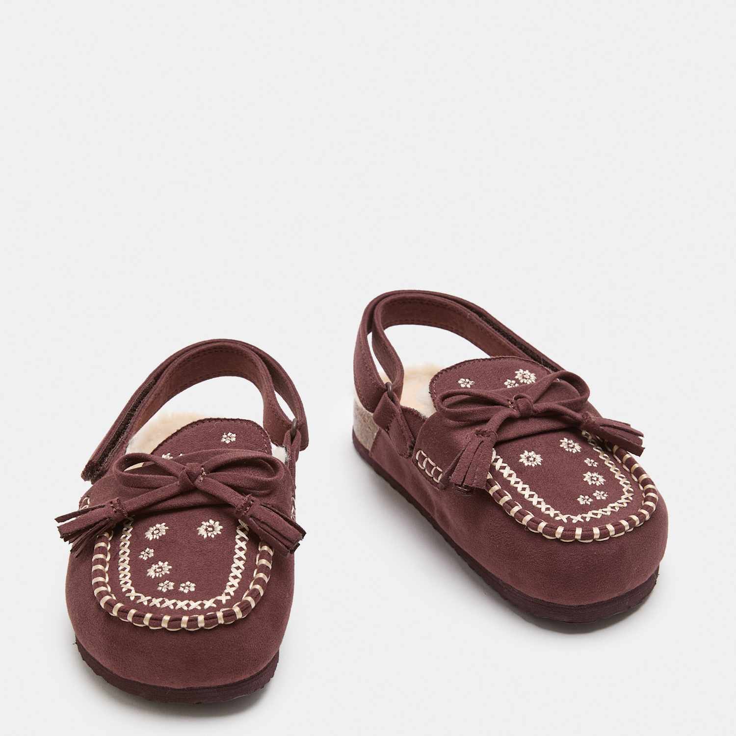 M&S Girls Embroidered Slip On Clogs (10 Small - 2 Large) - Burgundy