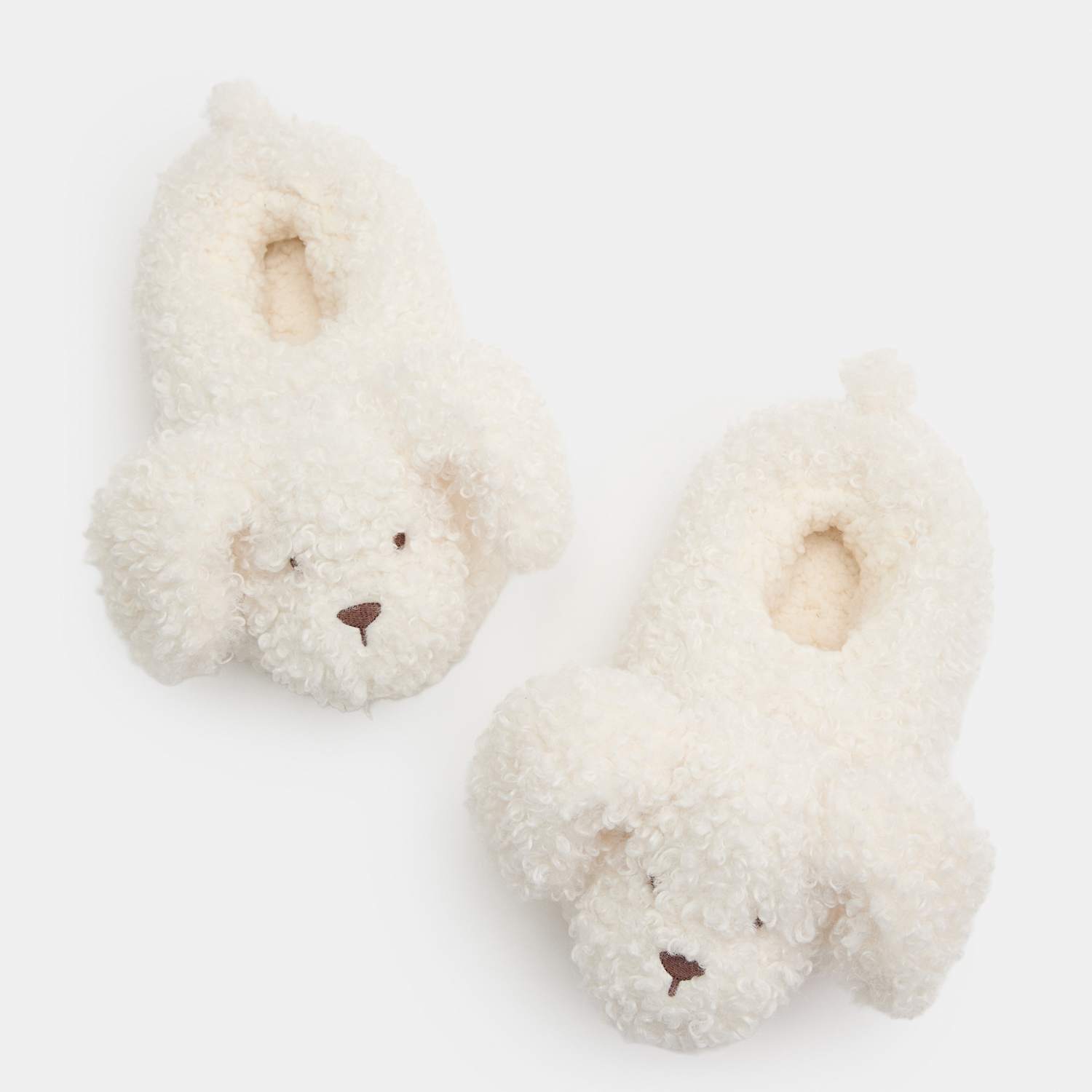 M&S Girls Dog Slippers (4 Small - 6 Large) - 4 - White