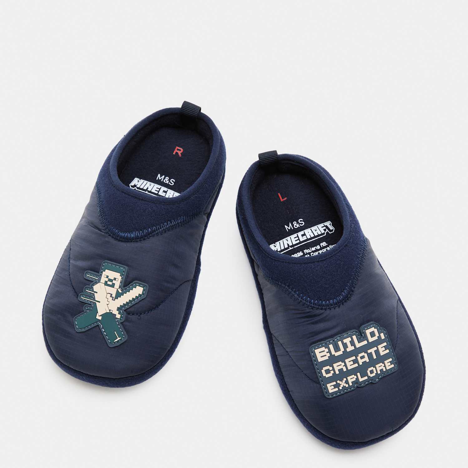 M&S Boys Minecraft Slippers (10 Small - 7 Large) - Dark Blue