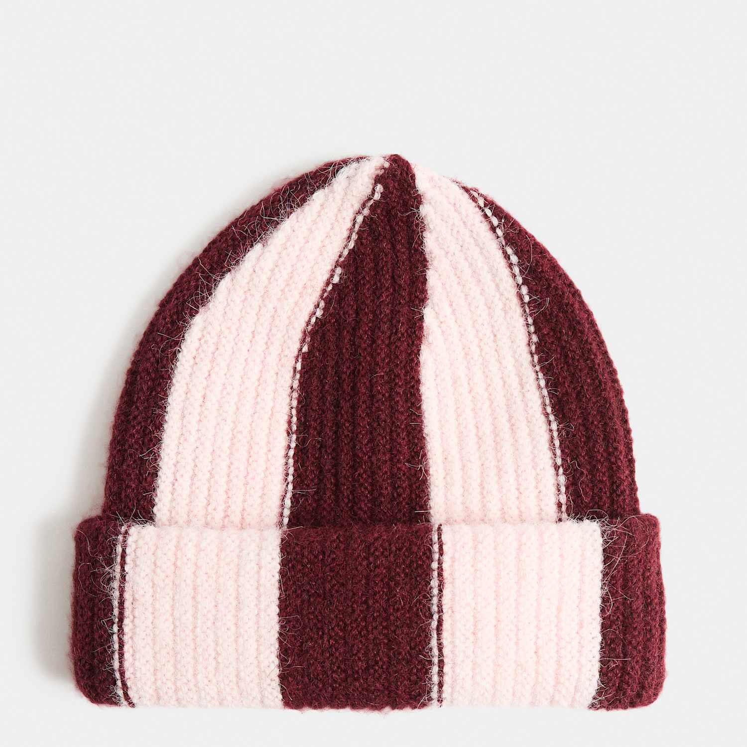 M&S Girls Striped Beanie Hat - 6-13 Years - Pink Mix