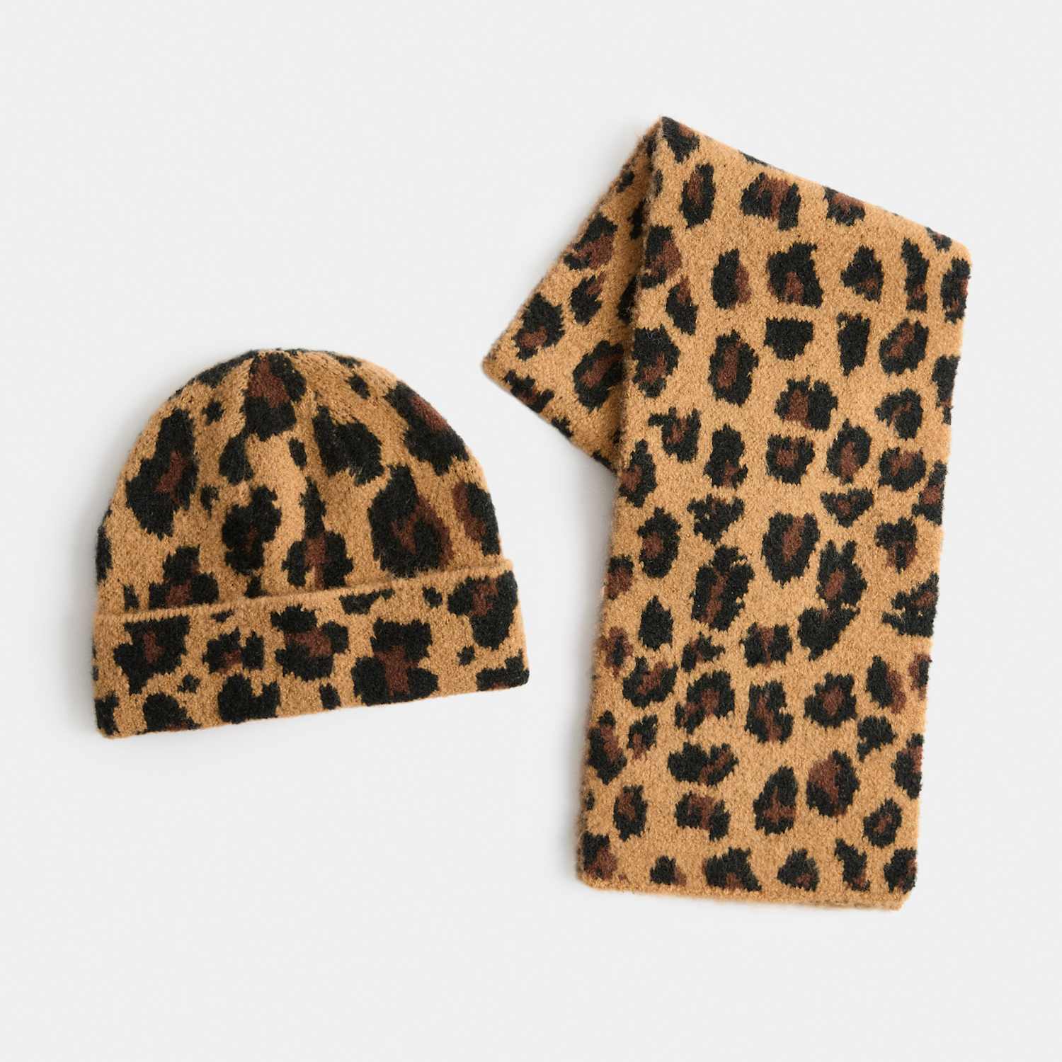 M&S Girls 2 Pack Leopard Print Hat and Scarf Set - 3-6 Years - Brown Mix