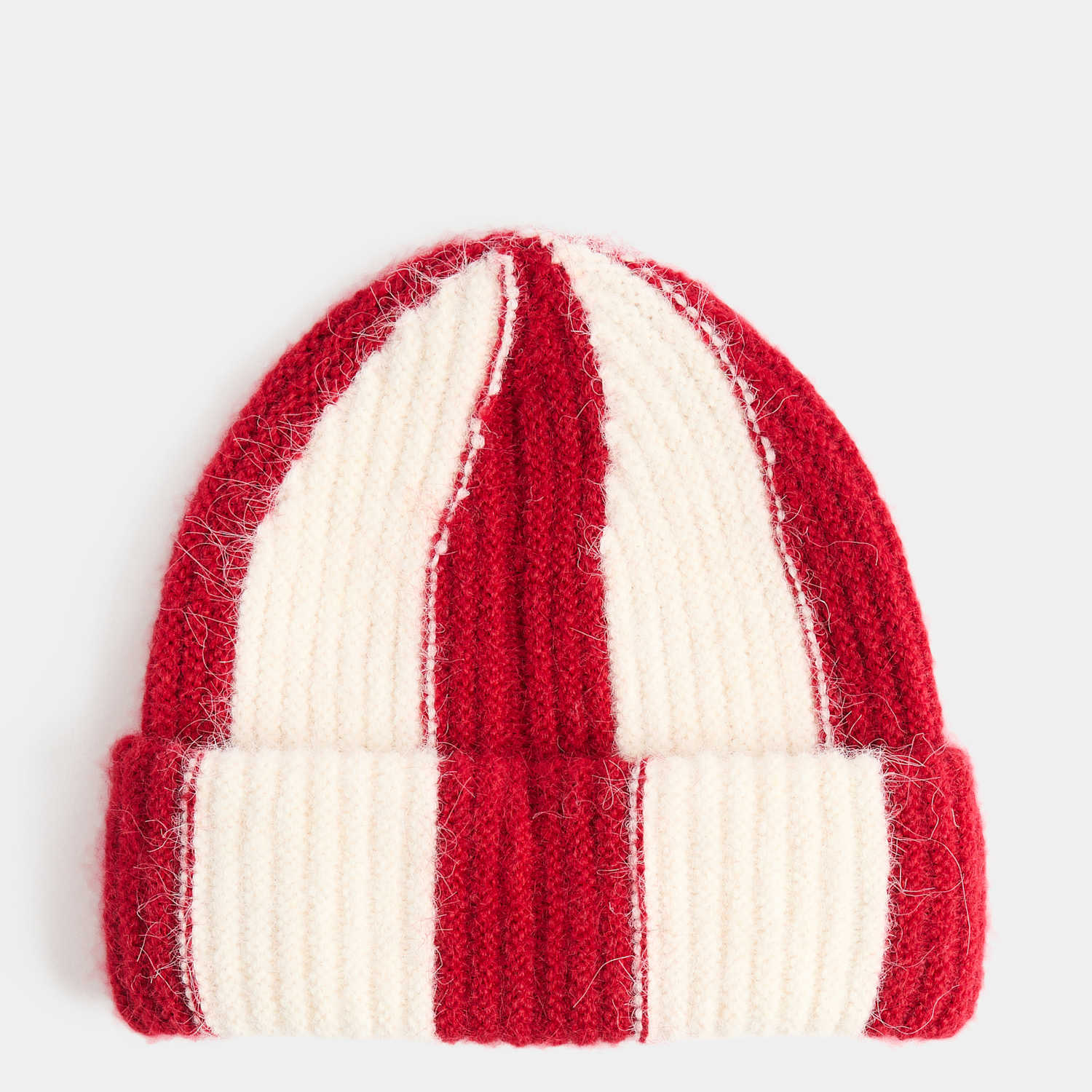 M&S Girls Striped Beanie Hat - 3-6 Years - Red Mix