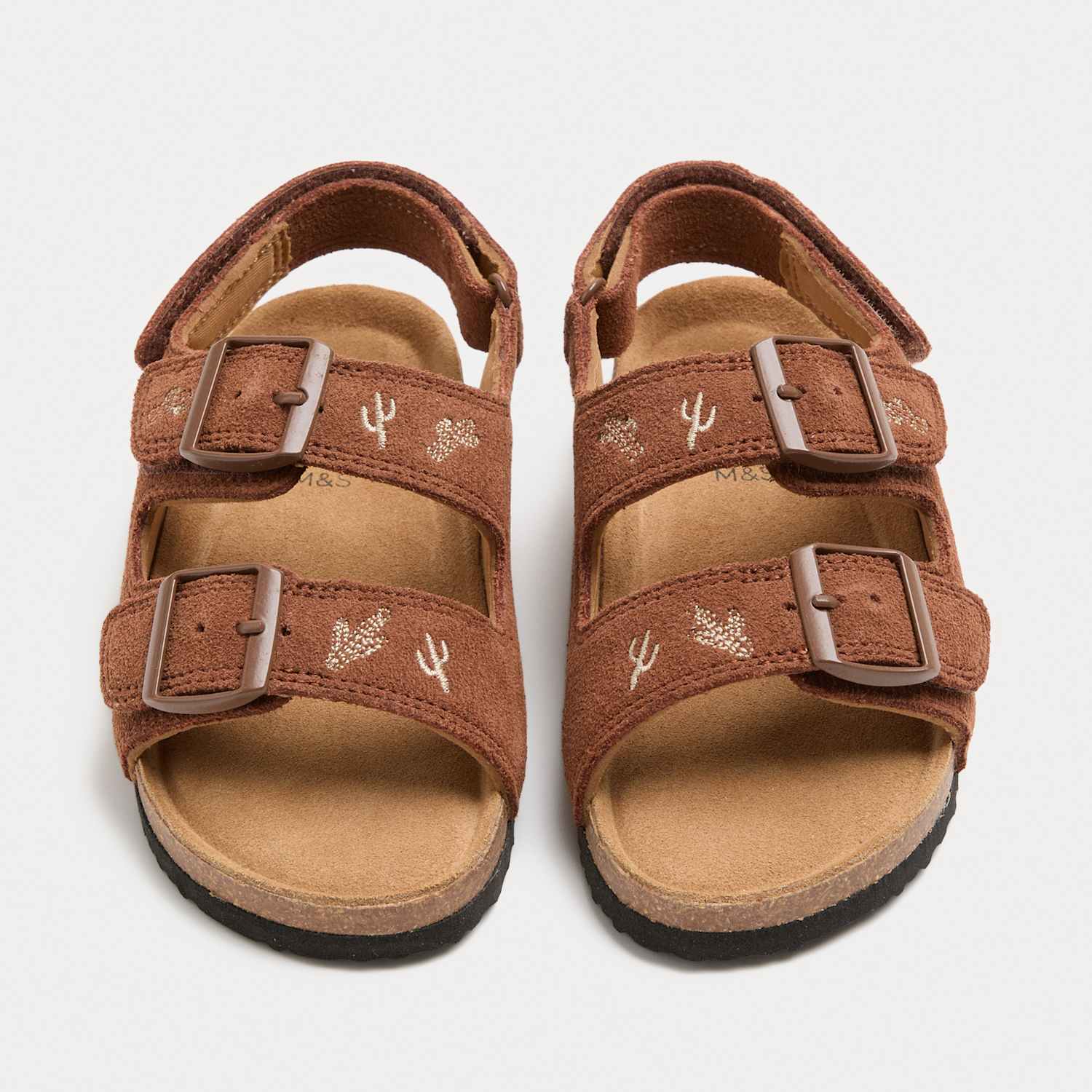 M&S Boys Western Patterned Footbed Sandals (4 Small-2 Large) - 7 - Brown Mix