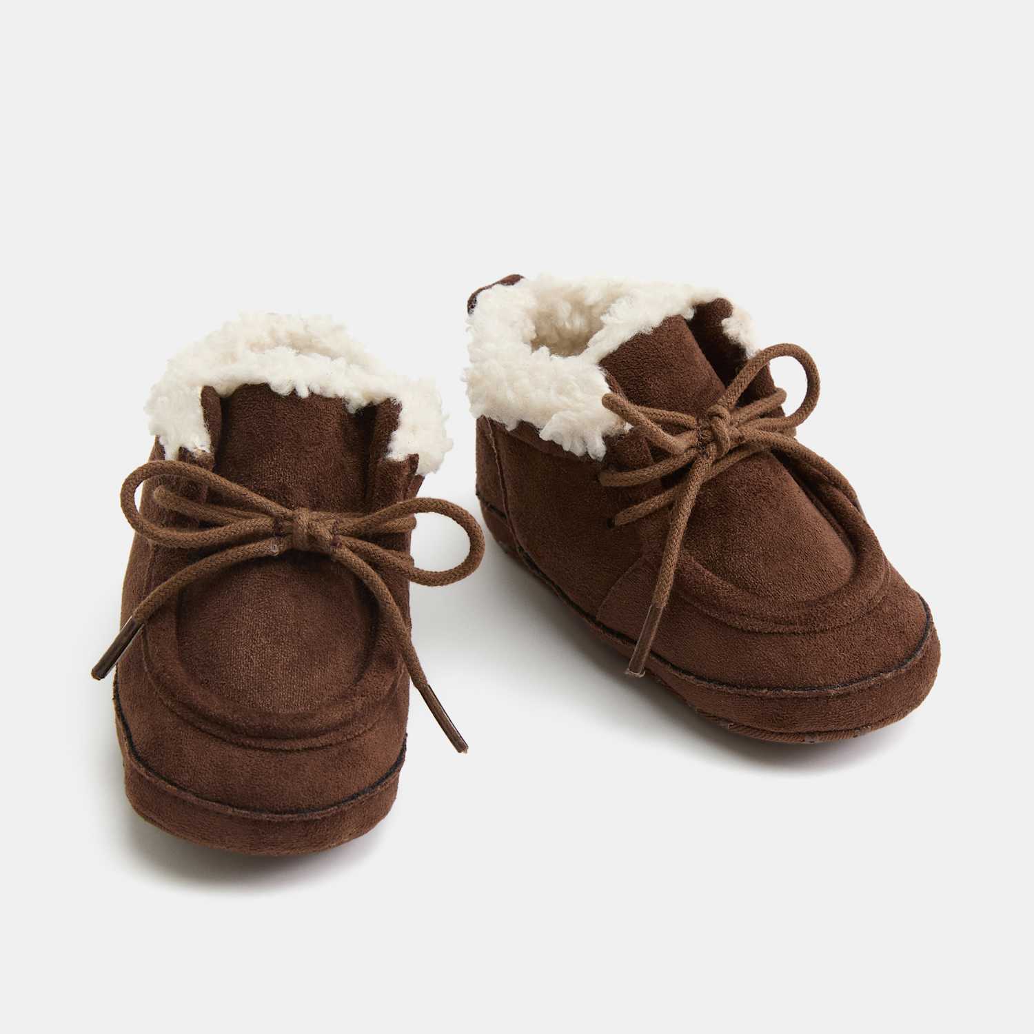 M&S Baby Borg Lined Pram Boots - 0-3 Months - Brown