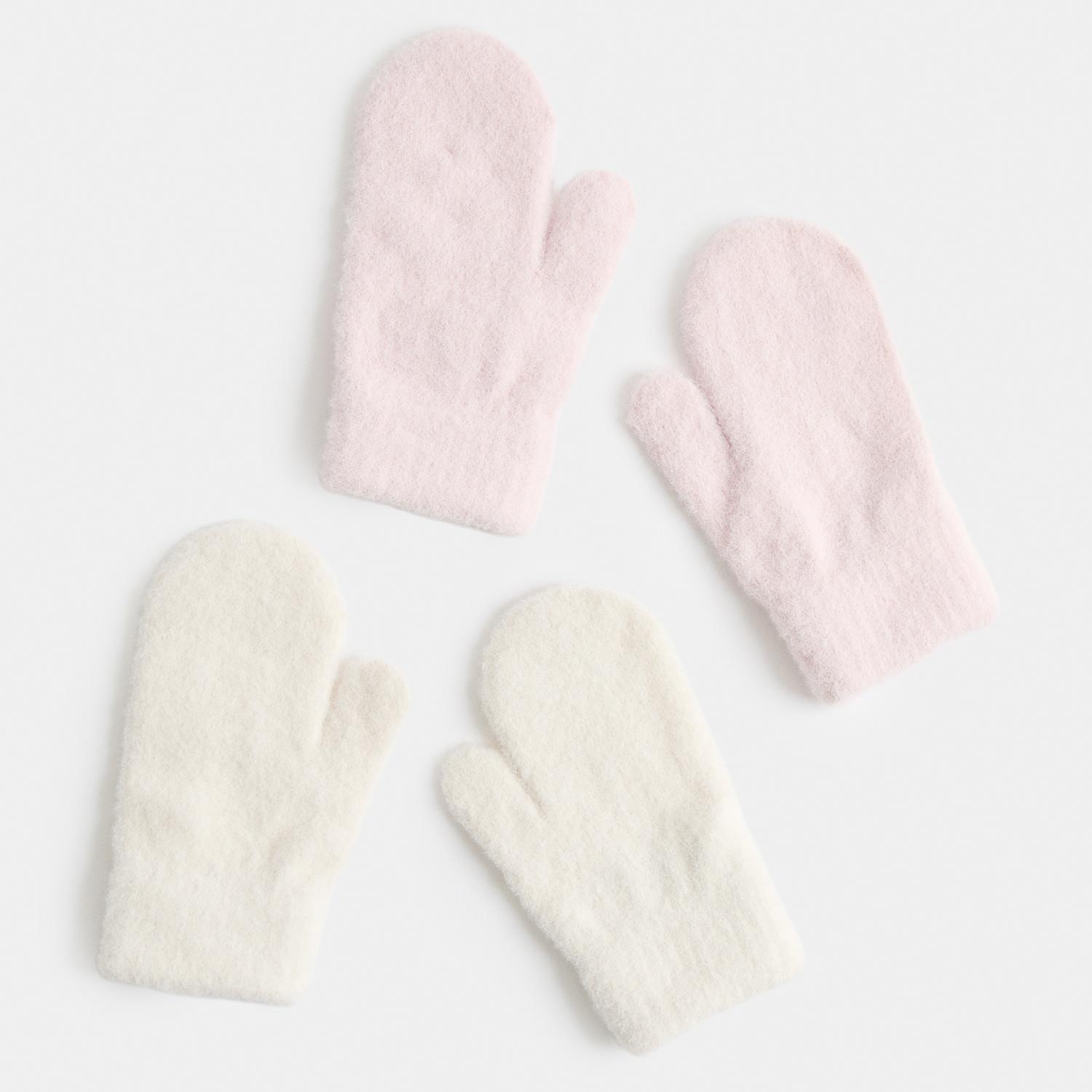 M&S Baby 2 Pack Ribbed Mittens - Pink Mix
