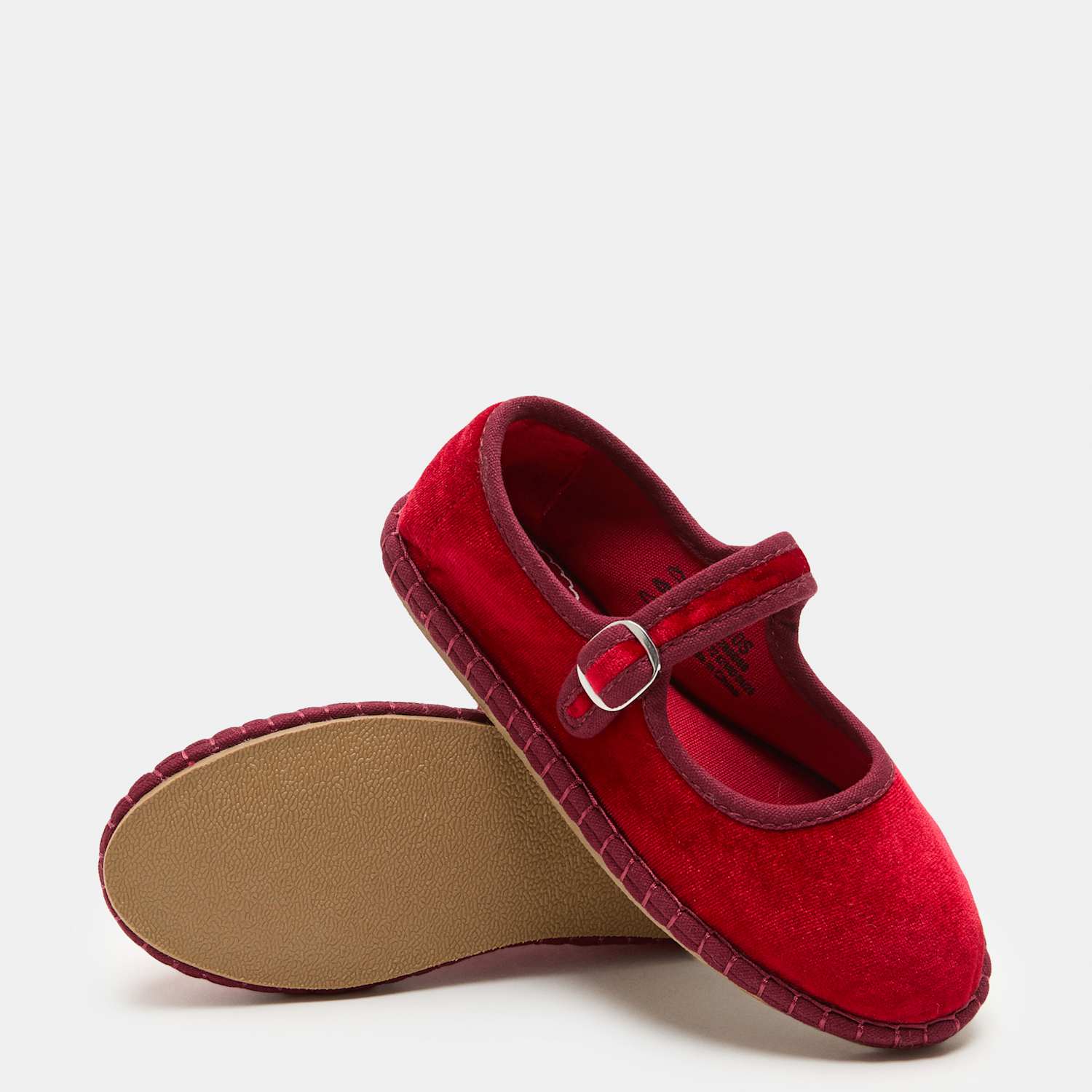 M&S Girls Stitch Sole Ballet Pumps (4 Small - 2 Large) - Red