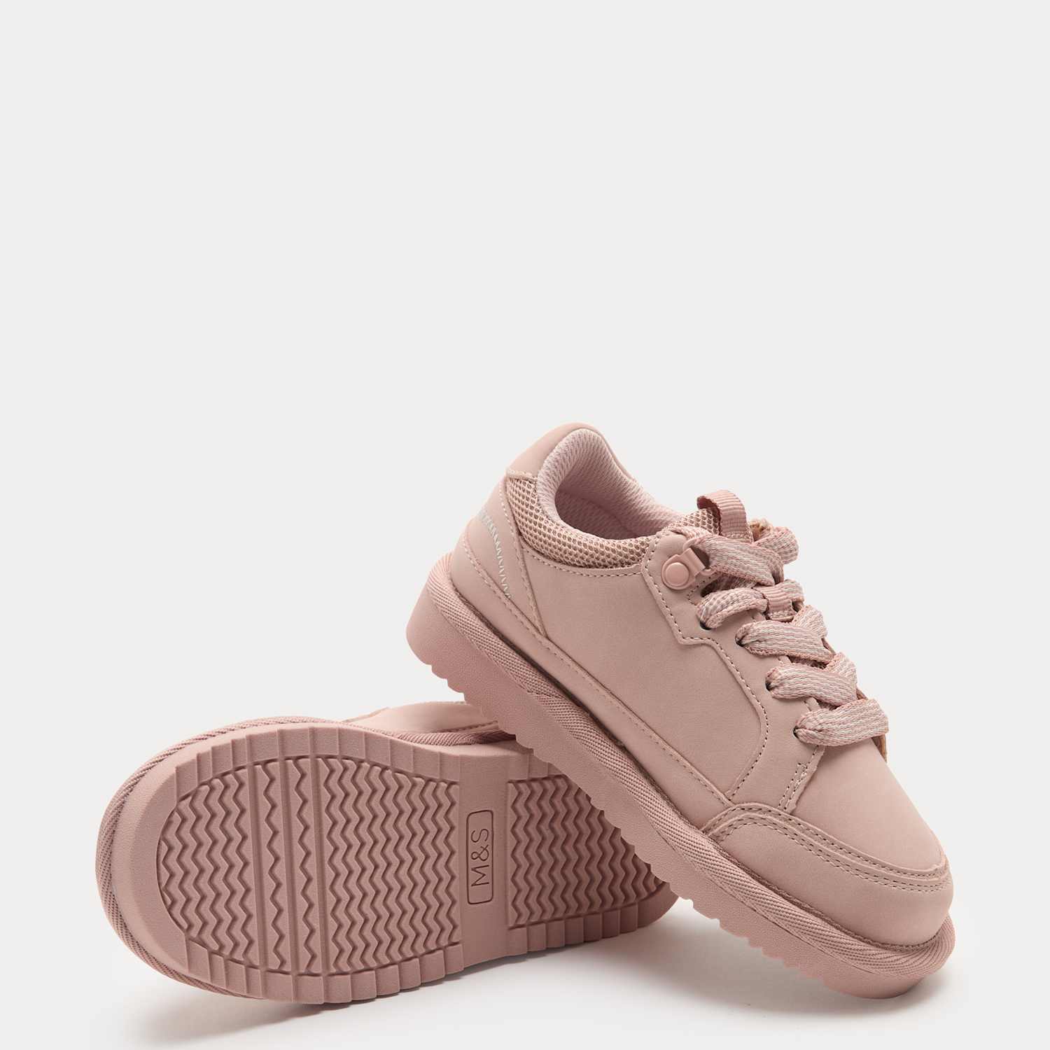 M&S Boys Casual Lace Up Shoes (10 Small - 4 Large) - 2 - Pink Mix