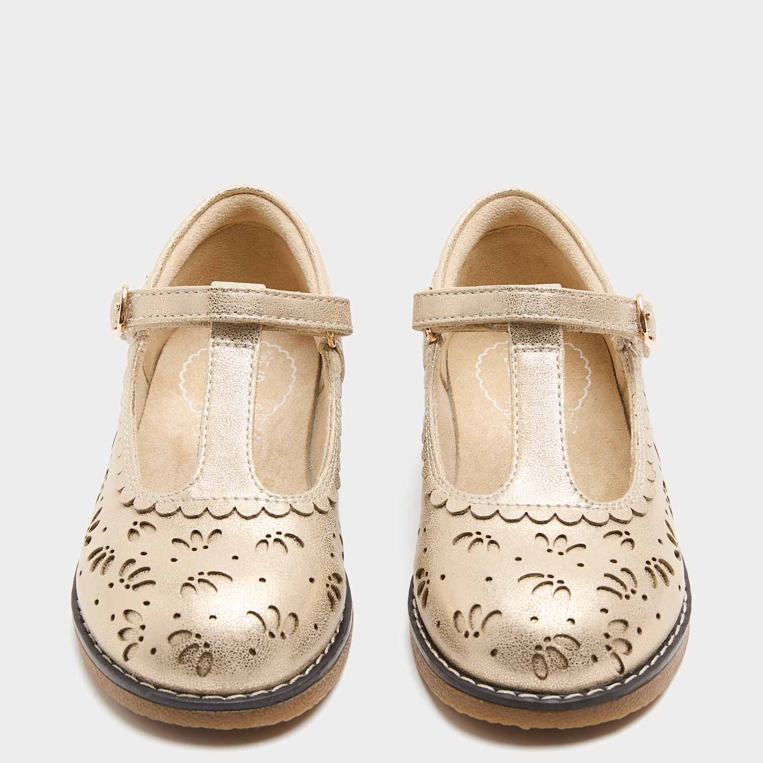 M&S Girls Heritage T-Bar Shoes (4 Small - 2 Large) - 6 - Gold Mix