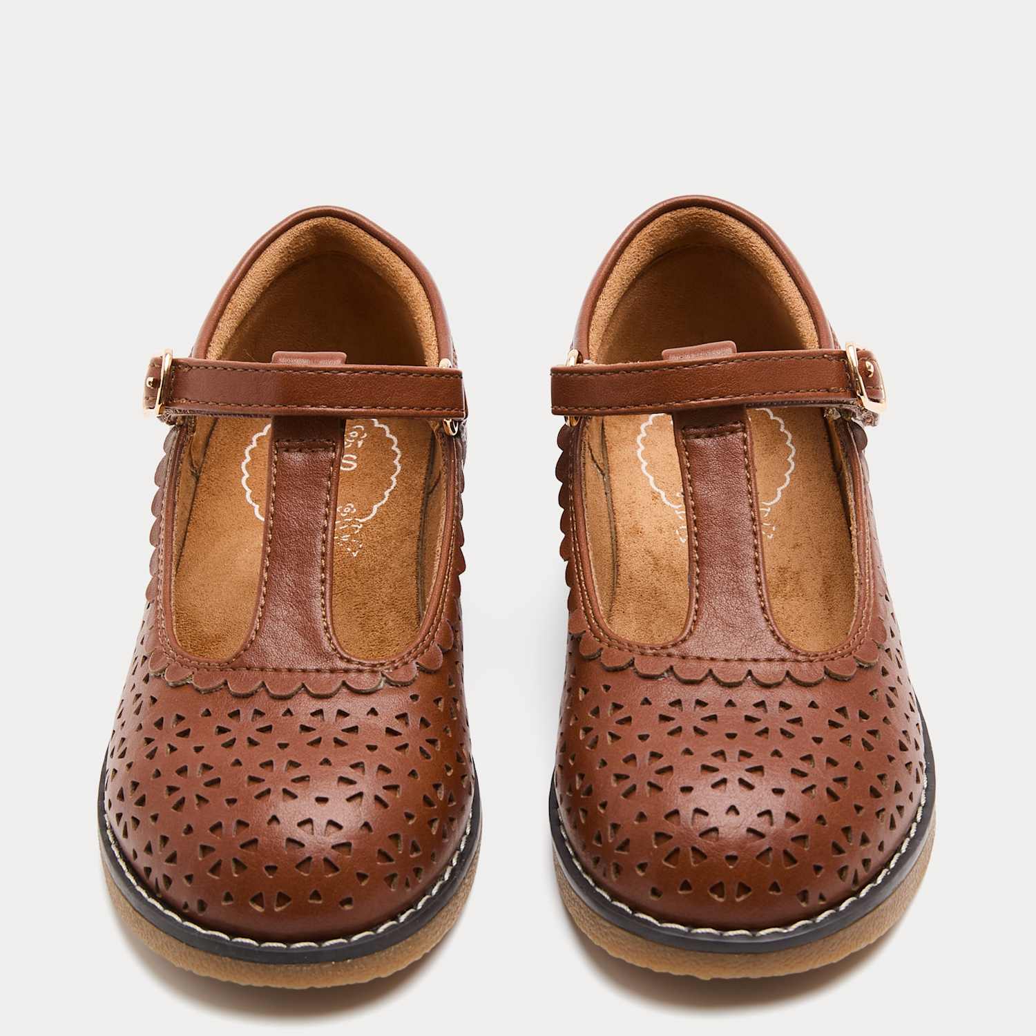 M&S Girls Heritage T-Bar Shoes (4 Small - 2 Large) - 4 - Tan