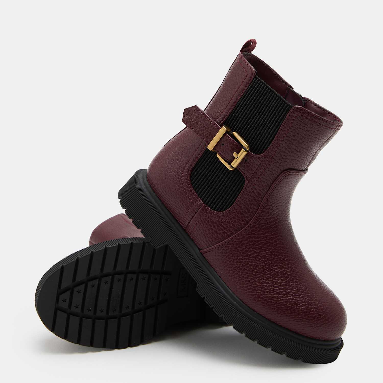 M&S Girls Chelsea Boots (4 Small - 6 Large) - 2 - Burgundy