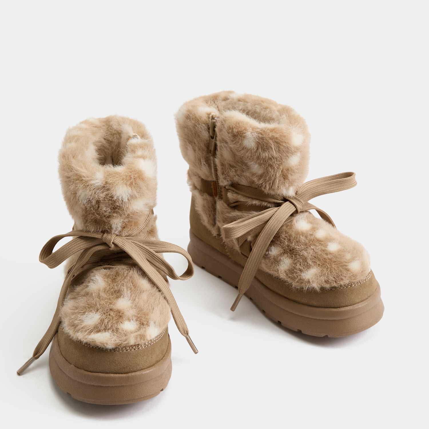 M&S Boys Doe Faux Fur Fashion Snow Boots (4 Small - 6 Large) - 1 - Brown Mix