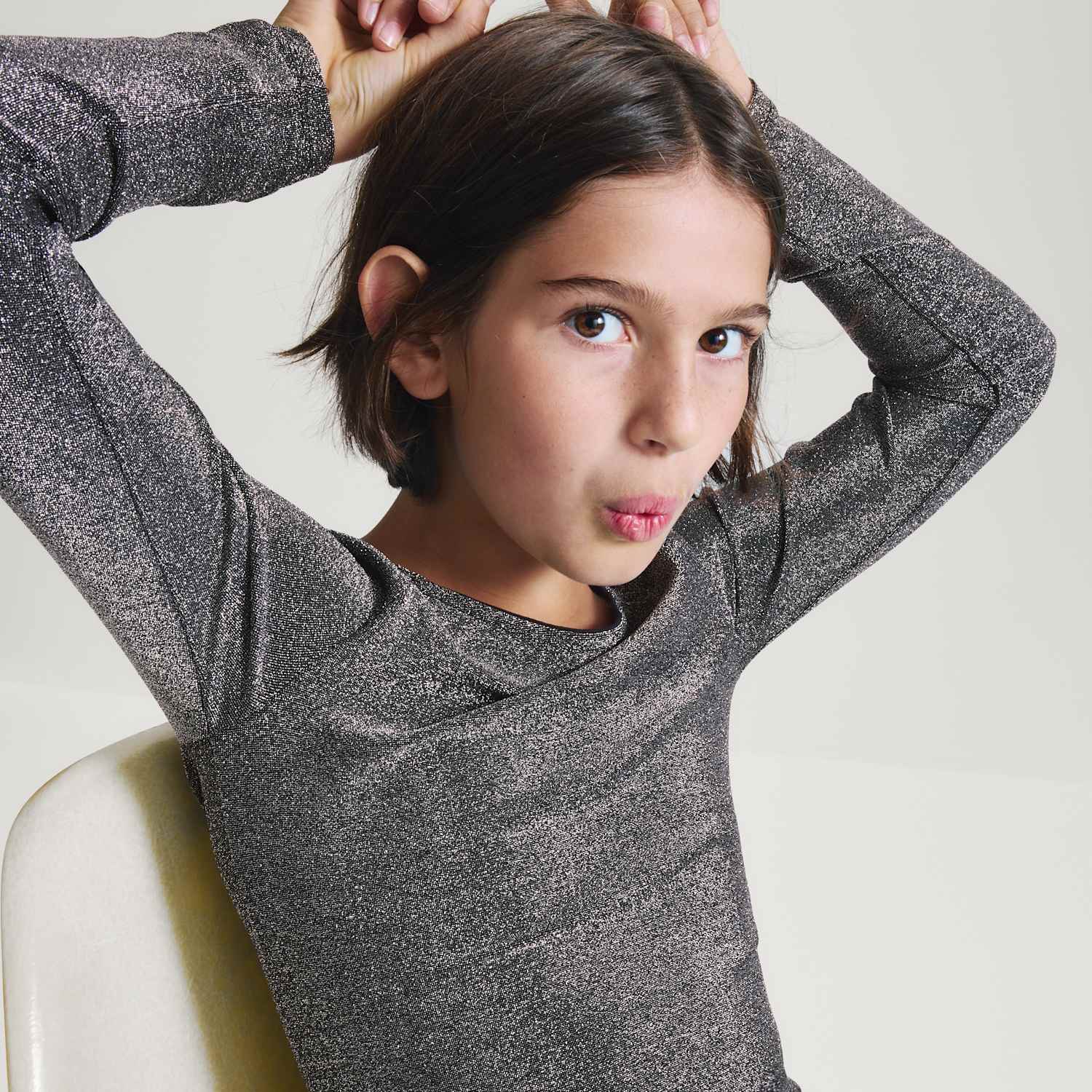 M&S Girls Sparkly Off Shoulder Bardot Top - 13-14 Years - Silver