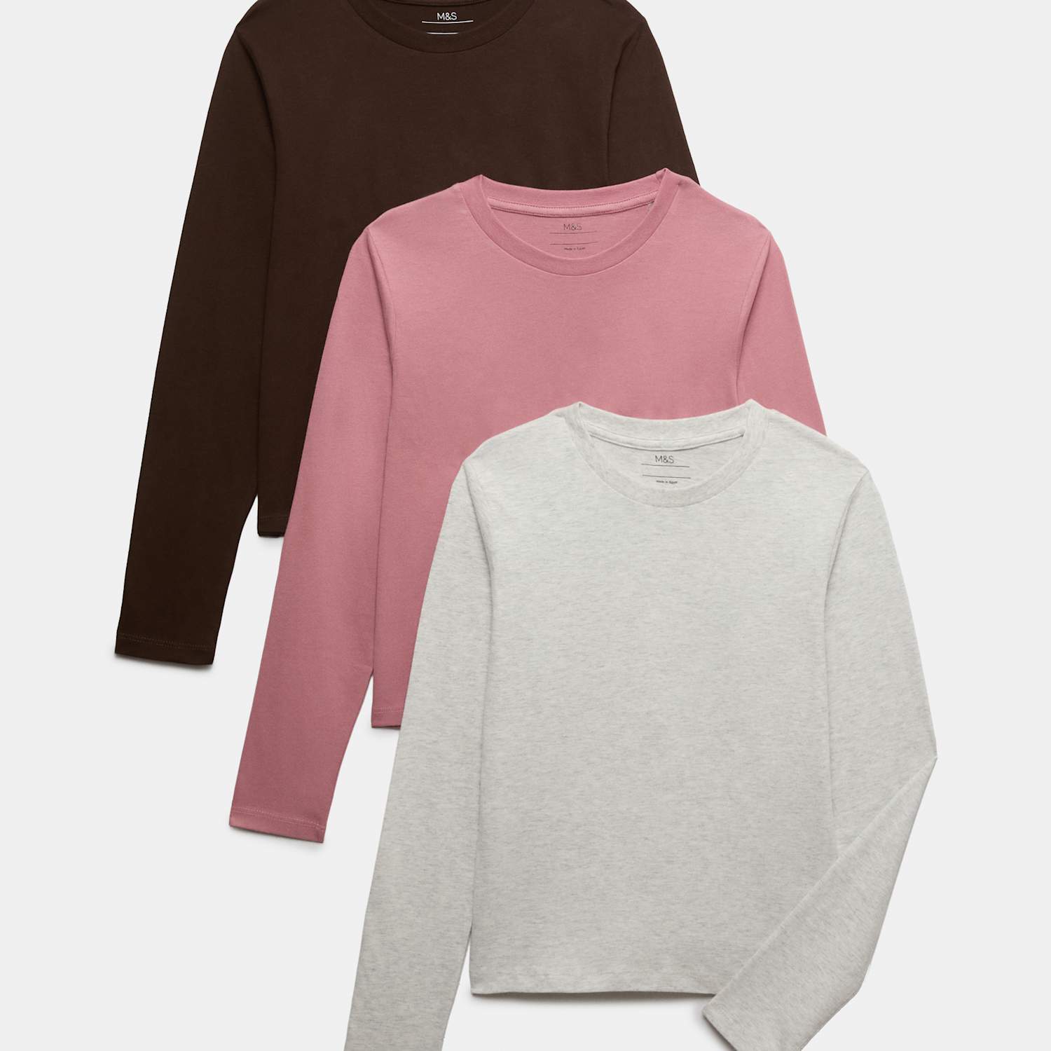M&S Girls 3 Pack Pure Cotton Tops (6-16 Yrs) - 11-12 Years - Multi