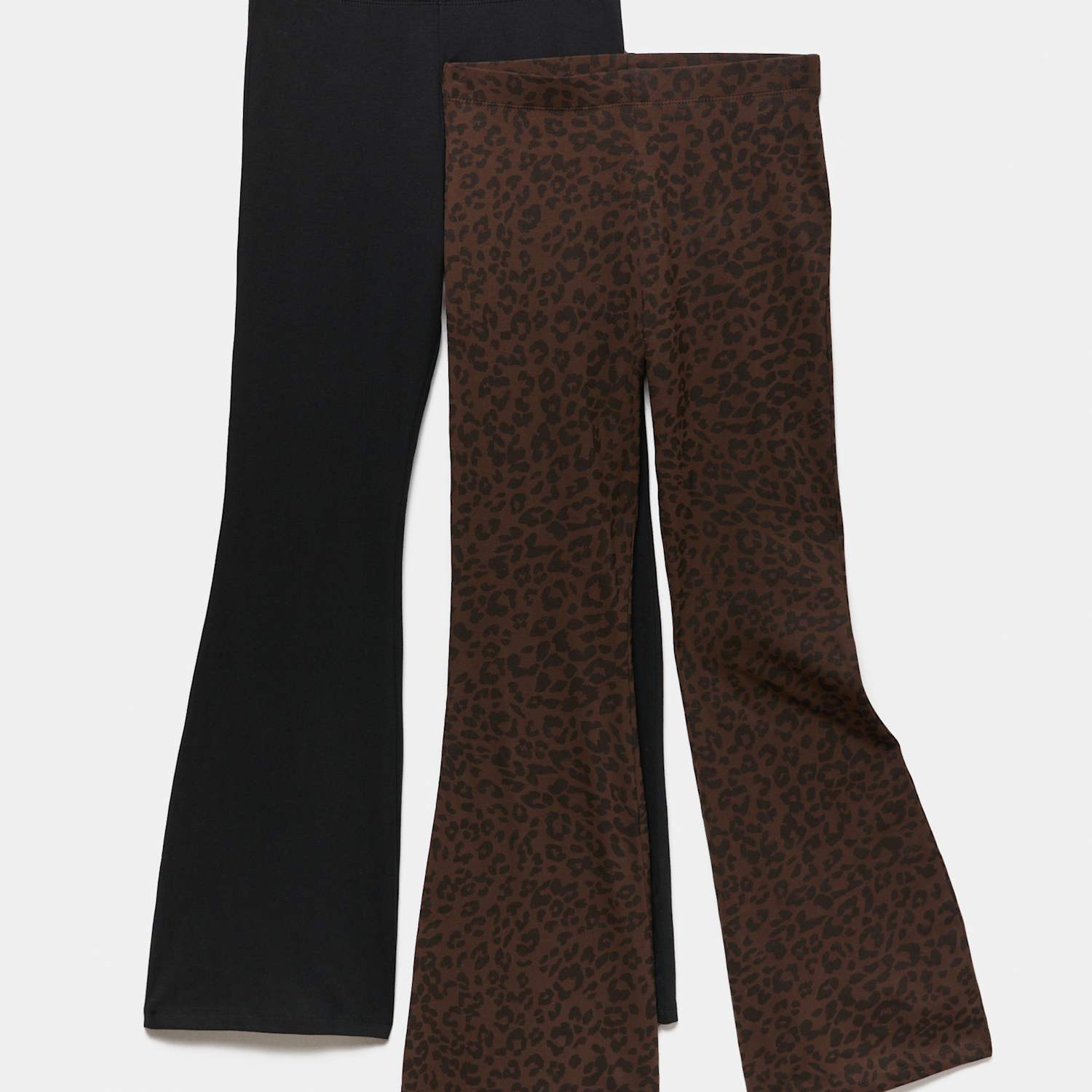 M&S Girls 2 Pack Cotton Rich Kickflare Leggings (6-16 Yrs) - 9-10 Years - Black Mix