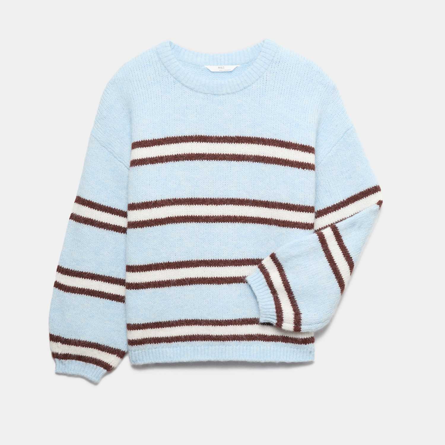 M&S Girls Slouchy Knit Jumper (6-16 Yrs) - 7-8 Years - Blue Mix