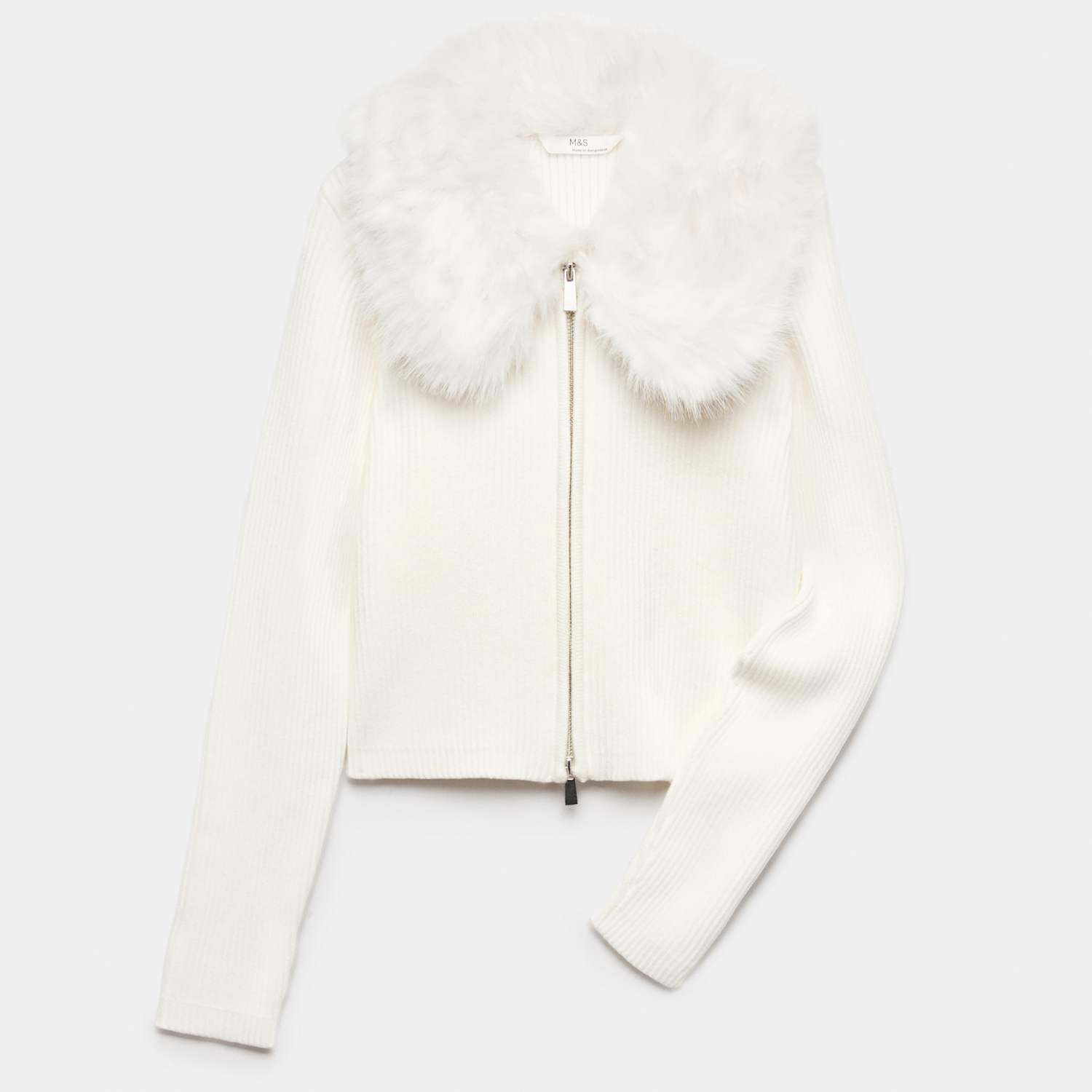 M&S Girls Zip Cardigan (6-16 Yrs) - 15-16 Years - Cream