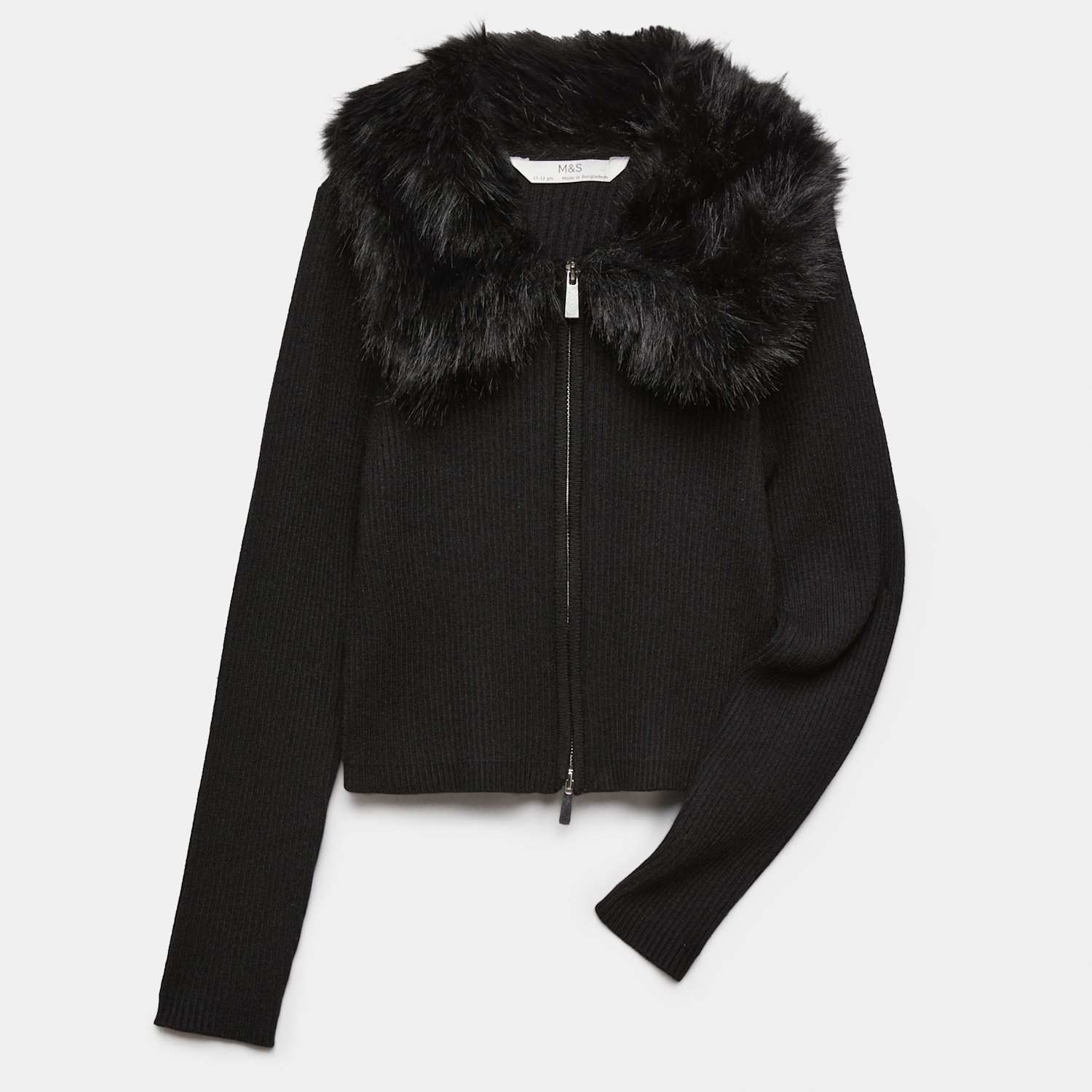 M&S Girls Zip Cardigan (6-16 Yrs) - 15-16 Years - Black