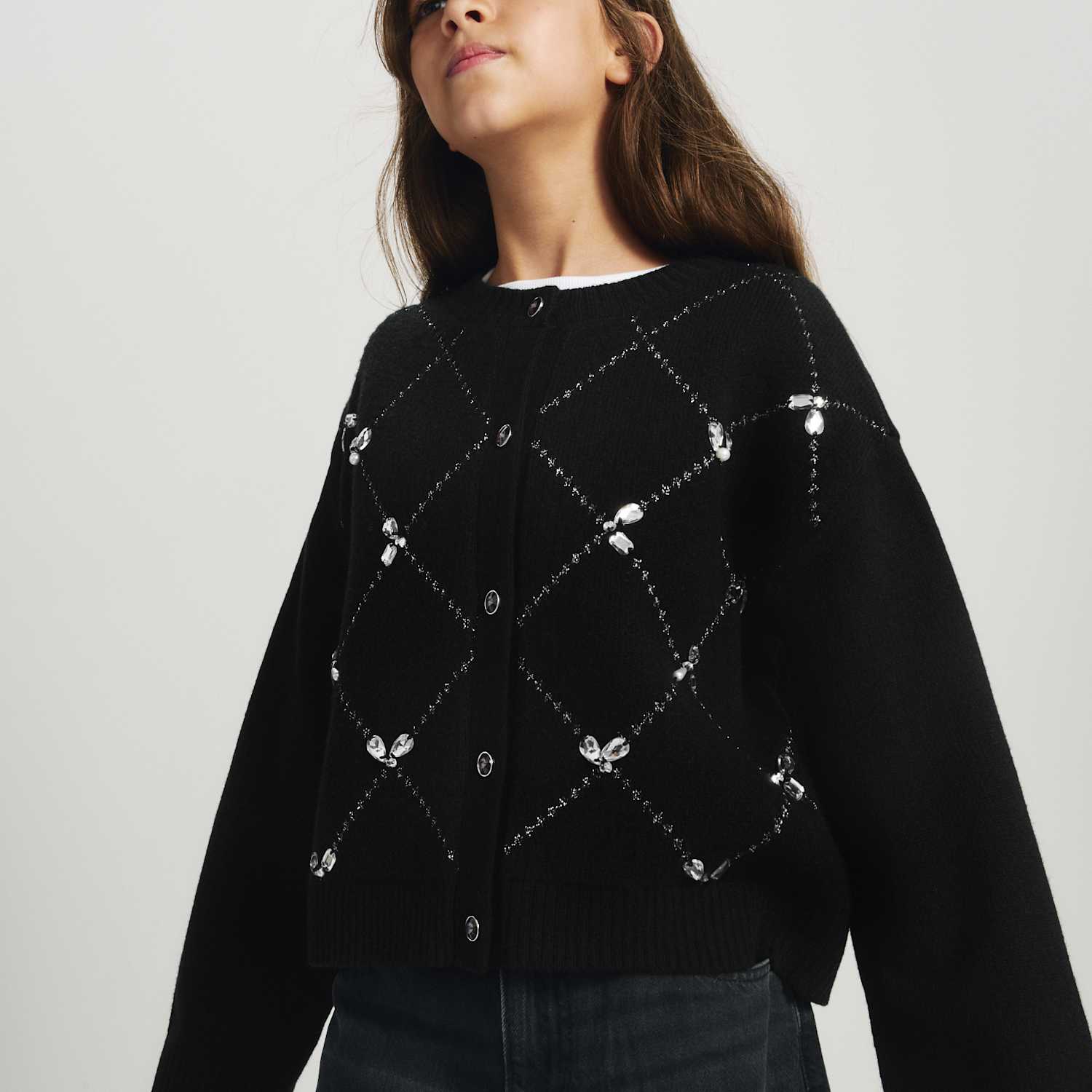 M&S Girls Bling Cardigan (6-16 Yrs) - 15-16 Years - Black