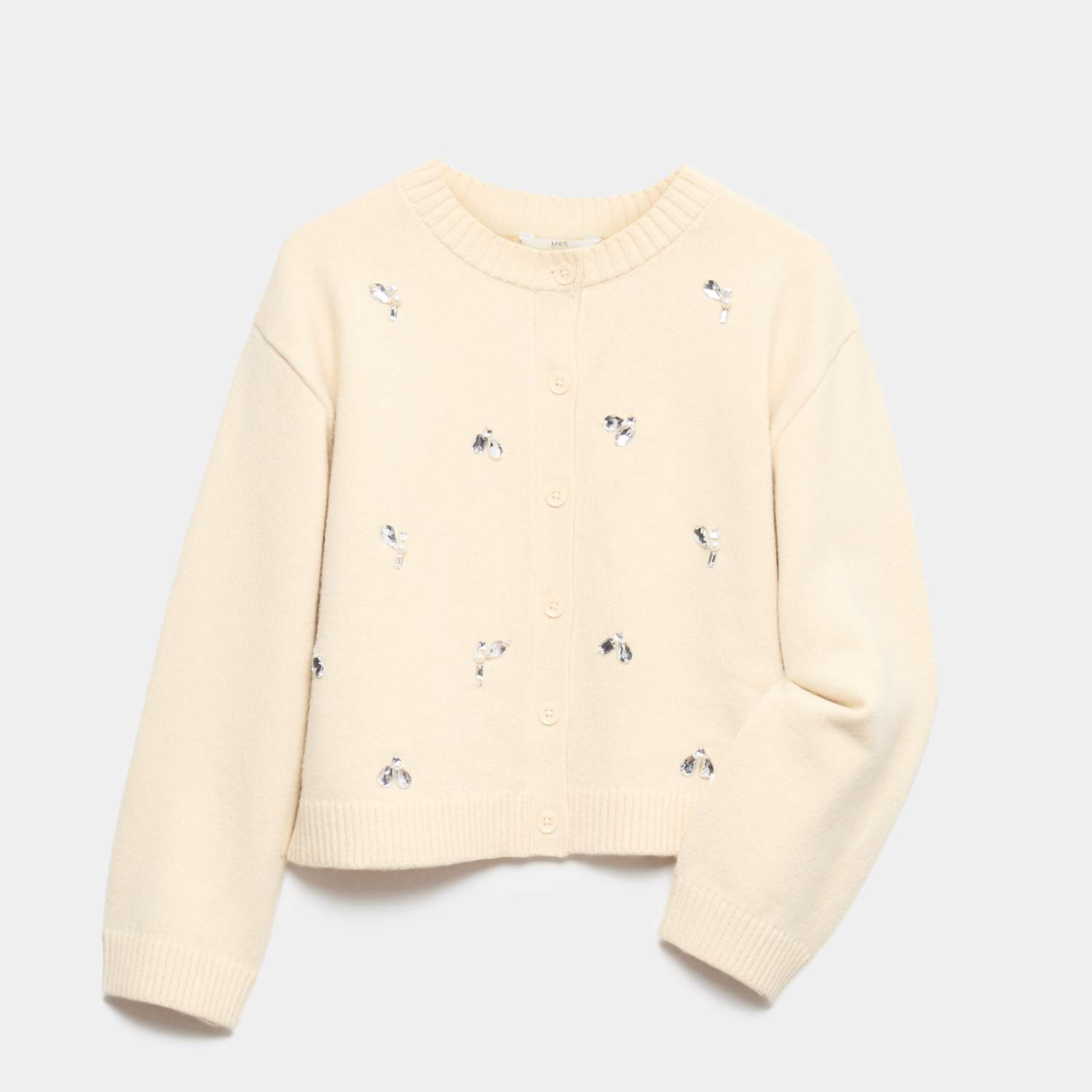 M&S Girls Bling Cardigan (6-16 Yrs) - 15-16 Years - Ecru