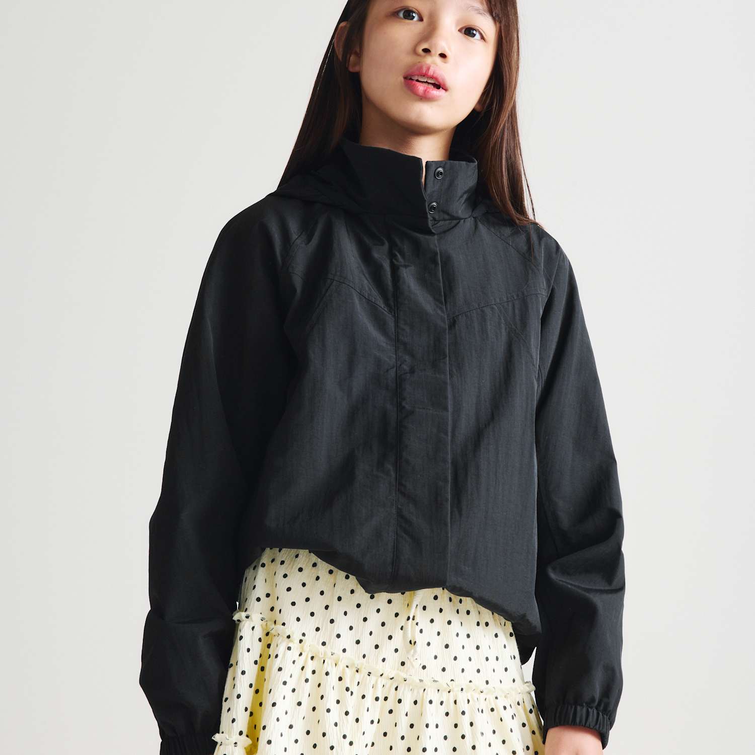 M&S Girls Funnel Neck Nylon Windrunner (6-16 Yrs) - 7-8 Years - Black