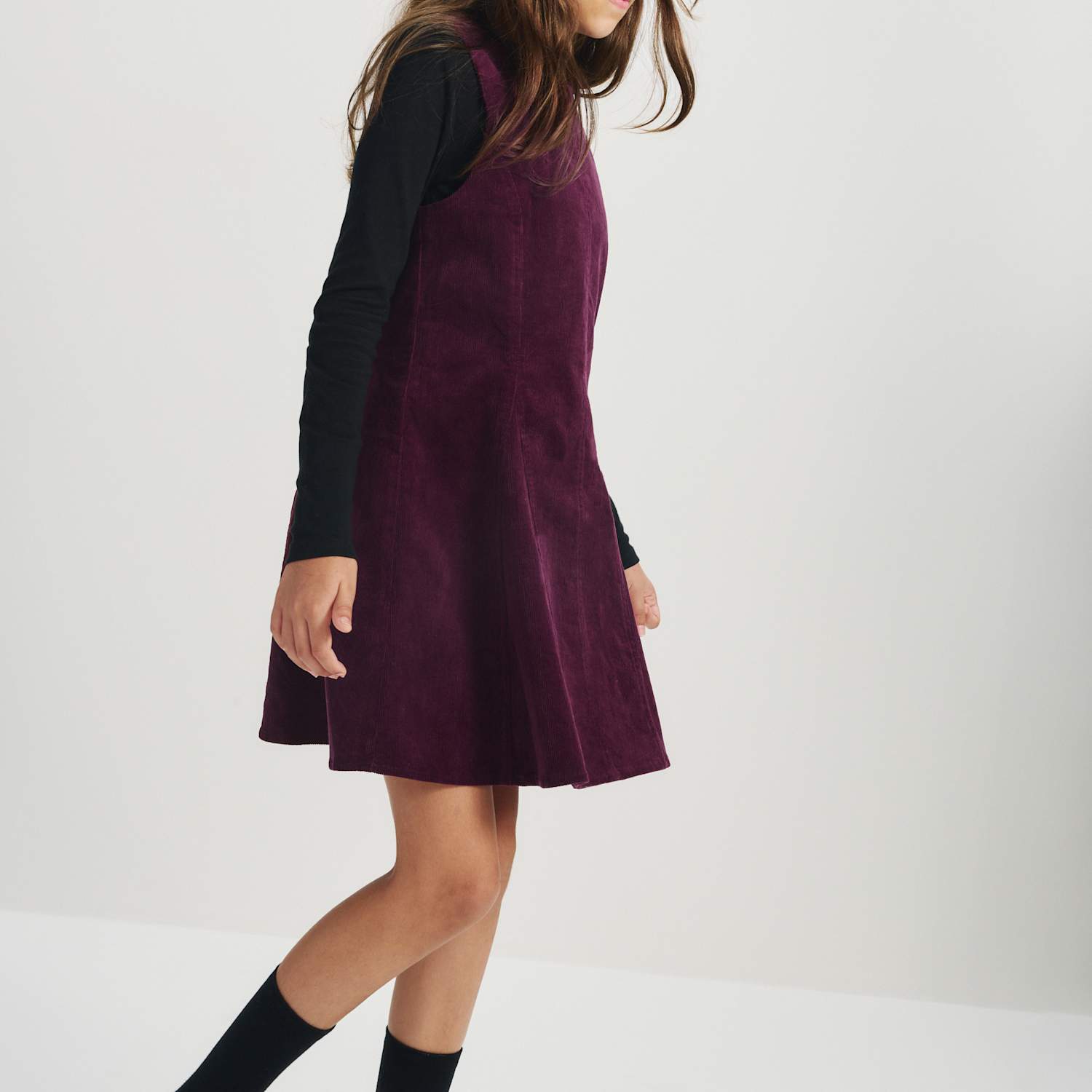 M&S Girls 2 Piece Corduroy Dress & Top (6-16 Yrs) - 12-13 Years - Burgundy